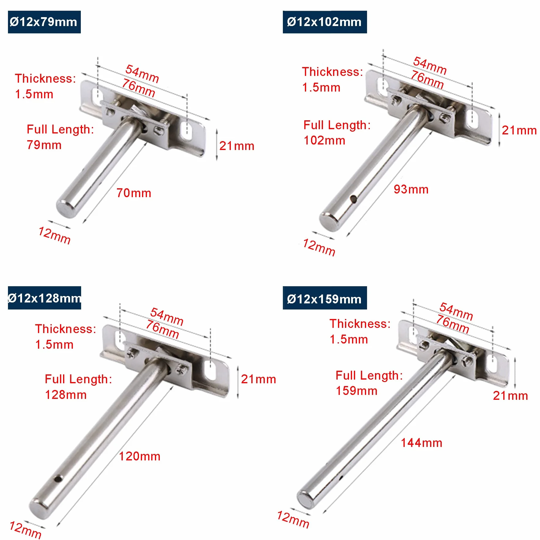 LIKERAINY Ukryte Wsporniki Półek o Dużej Wytrzymałości 12x159mm Wsporniki Półki Półkowe Niewidoczne Wsporniki T Półek Drewnianych Montaż na Ścianie Stali 4 Sztuk