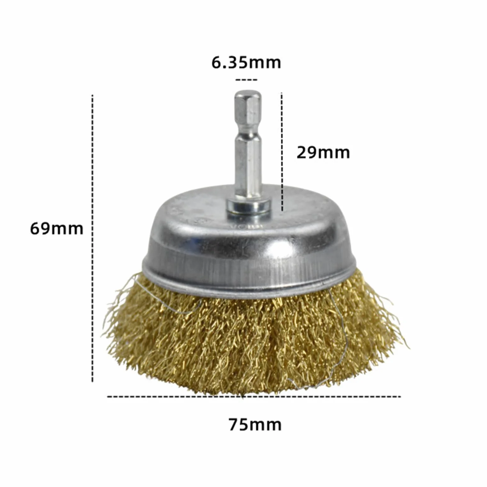 Szczotka kołowa do wiertarki drucianej szczotki garnkowej 75 mm z sześciokątnym uchwytem 6,35 mm / 0,25 cala do gratowania, polerowania, szczotkowania - kształt miski, 20 szt