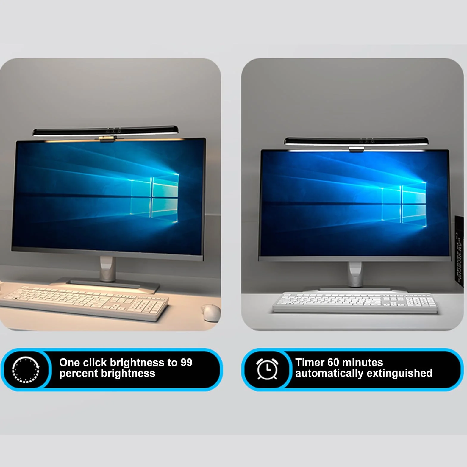 Zakrzywiona Lampa Monitora USB C, Bezstopniowe Przyciemnianie, 3 Temperatury Barwowe, Sterowanie Dotykowe, Asymetryczne Źródło Światła