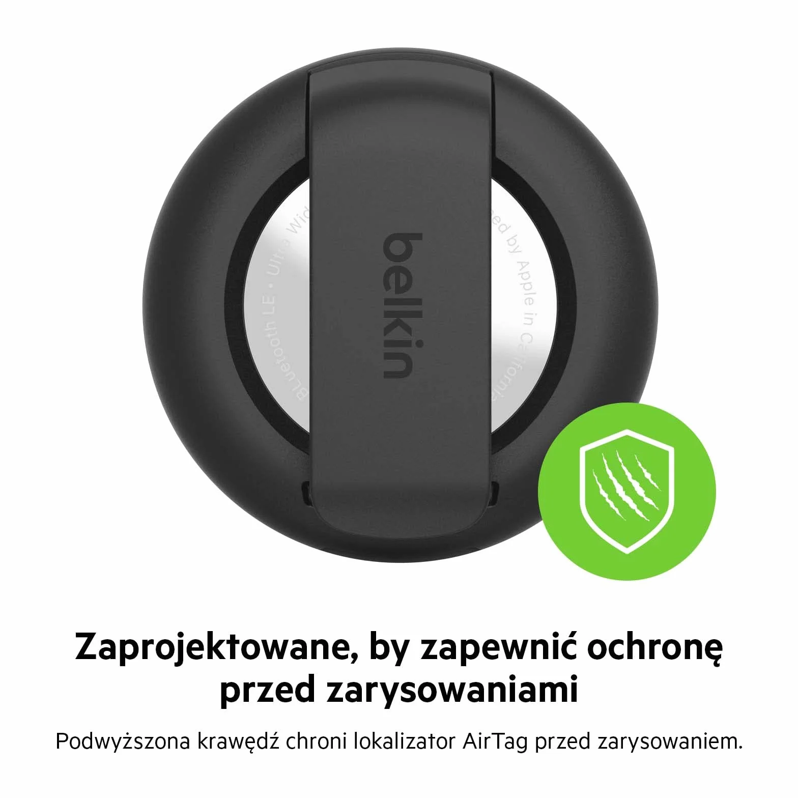Belkin Etui Secure Holder do Apple AirTag z klipsem i brelokiem odporne na zarysowania czarne