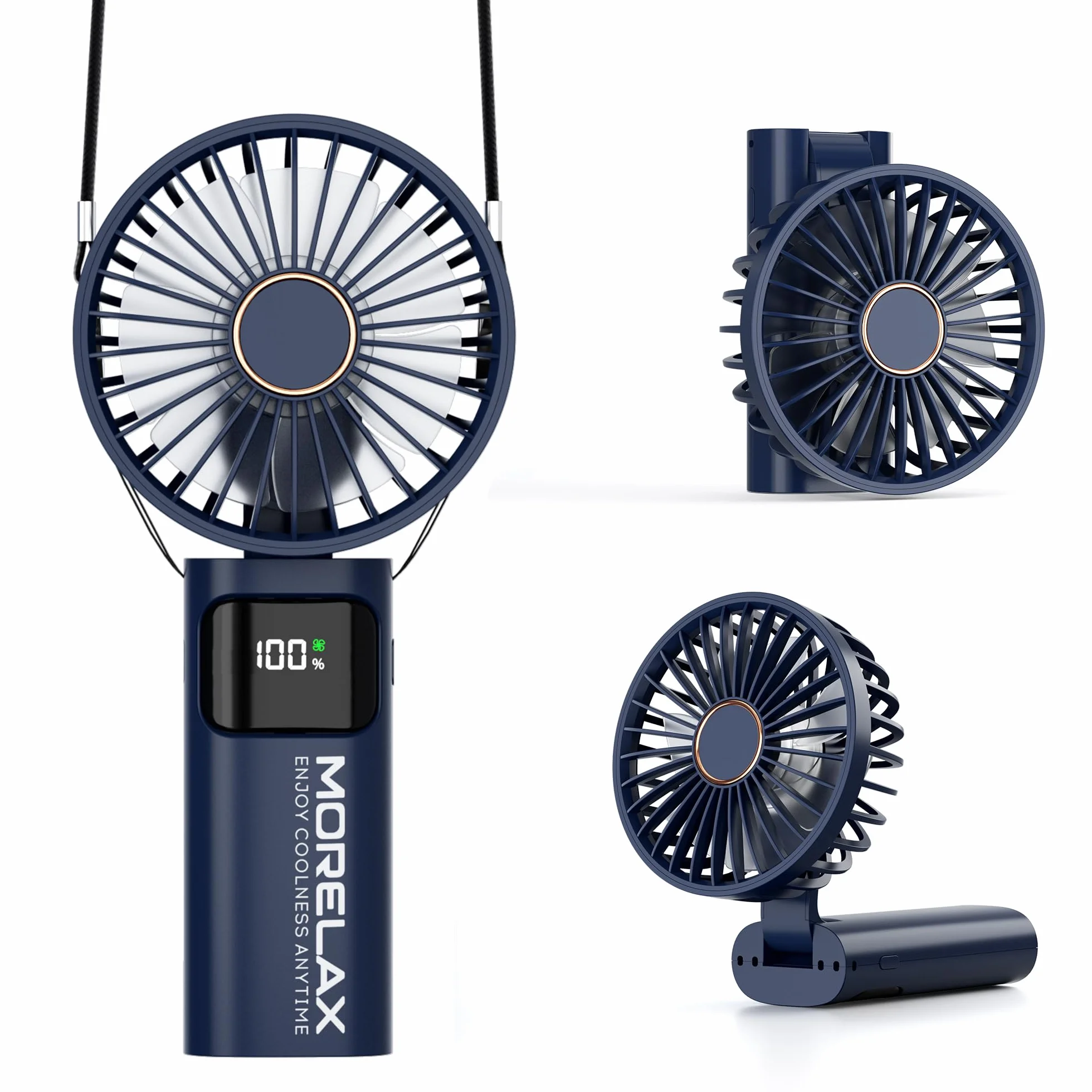 Przenośny Wentylator Ręczny 5200mAh Składany USB 6 Biegów Niebieski