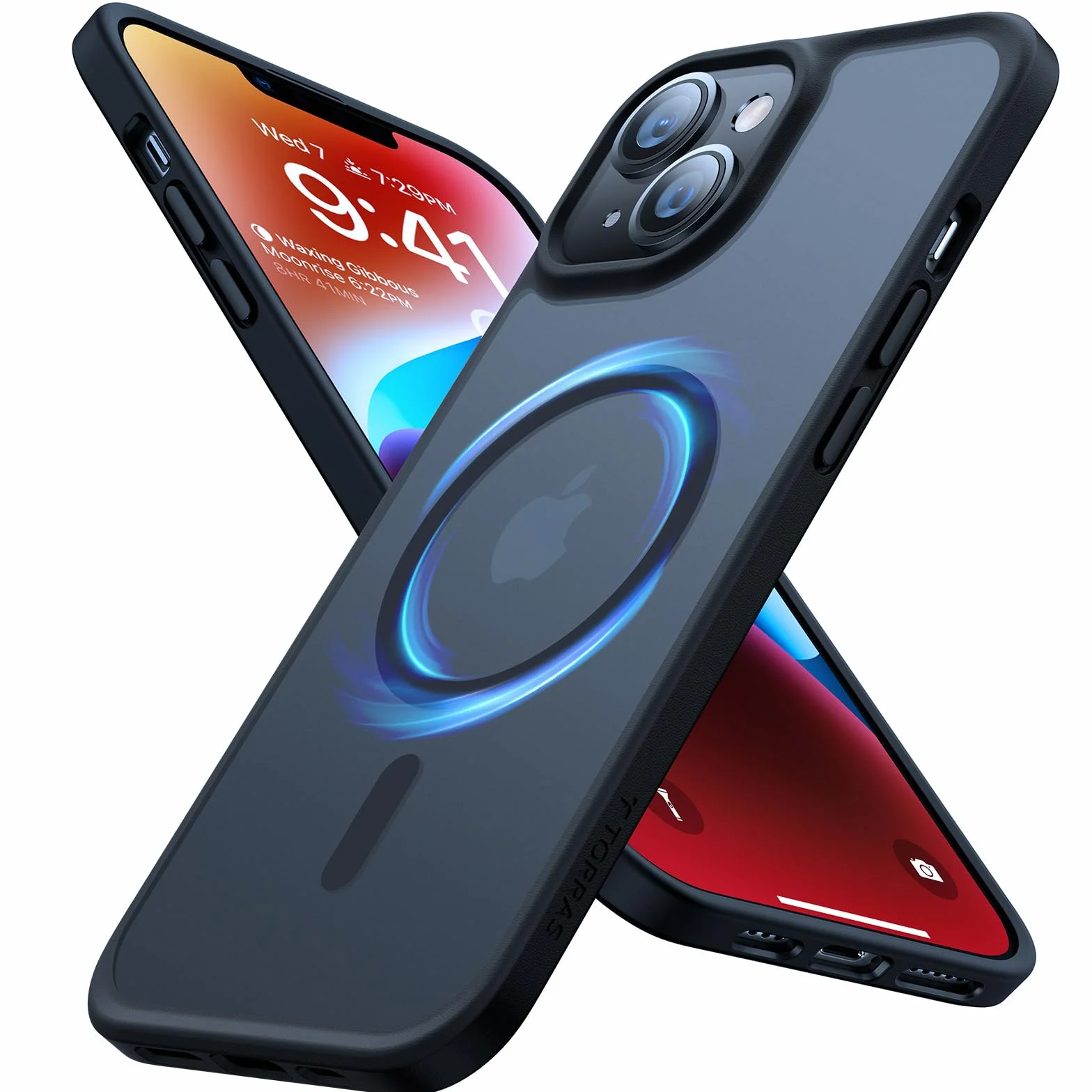 TORRAS Magnetyczne etui zaprojektowane dla iPhone'a 14 Max [test upadku klasy wojskowej] [20 W super magnetyczne] kompatybilne z MagSafe, odporne na wstrząsy, półprzezroczyste, twarde, smukłe etui ochronne na iPhone'a 14 Max czarne
