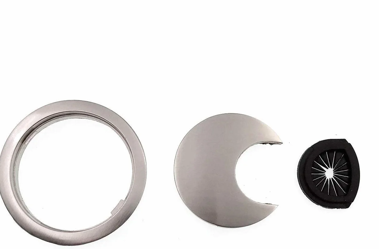 JZK 4 x metalowy przepust kablowy 60 mm z otwornicą 60 mm, przepusty kablowe, do wciskania, do mebli, biurka, stołu komputerowego