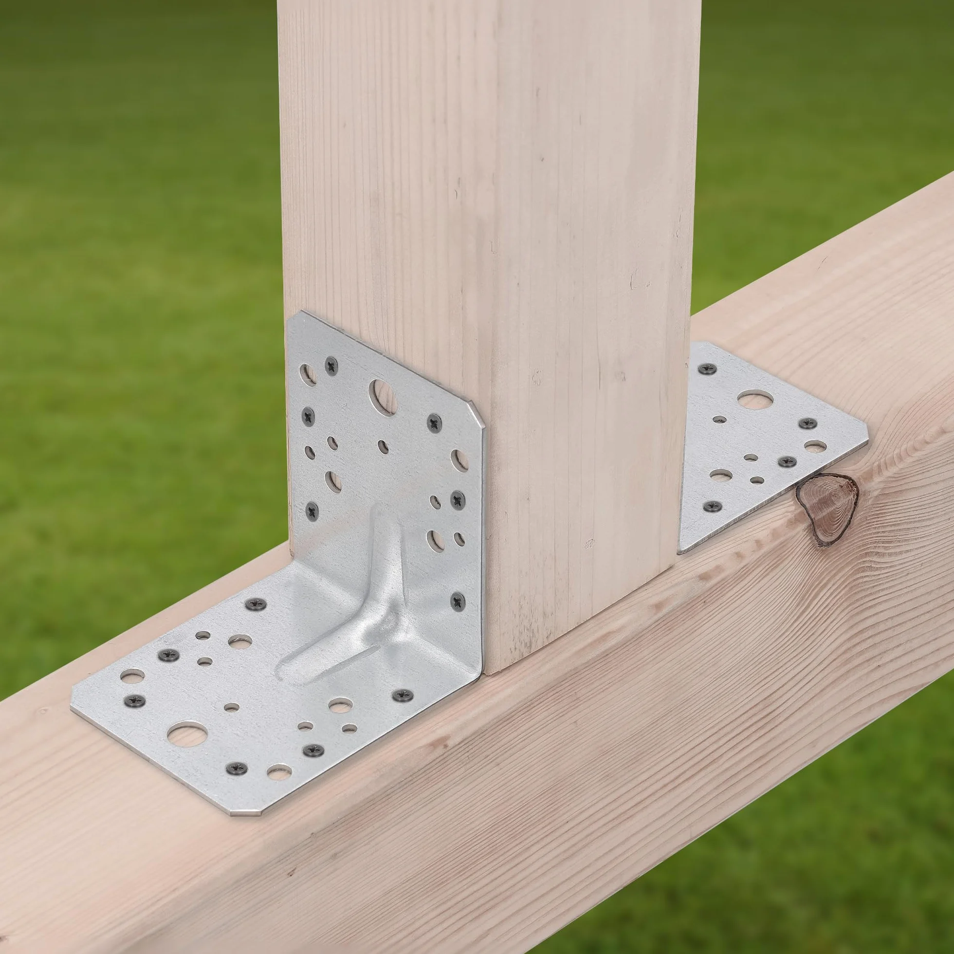KOTARBAU® 50 szt. Kątownik Ciesielski - Łącznik Budowlany - 105 x 105 x 90 MM - Stal ocynkowana - z Przetłoczeniem - Nierdzewny