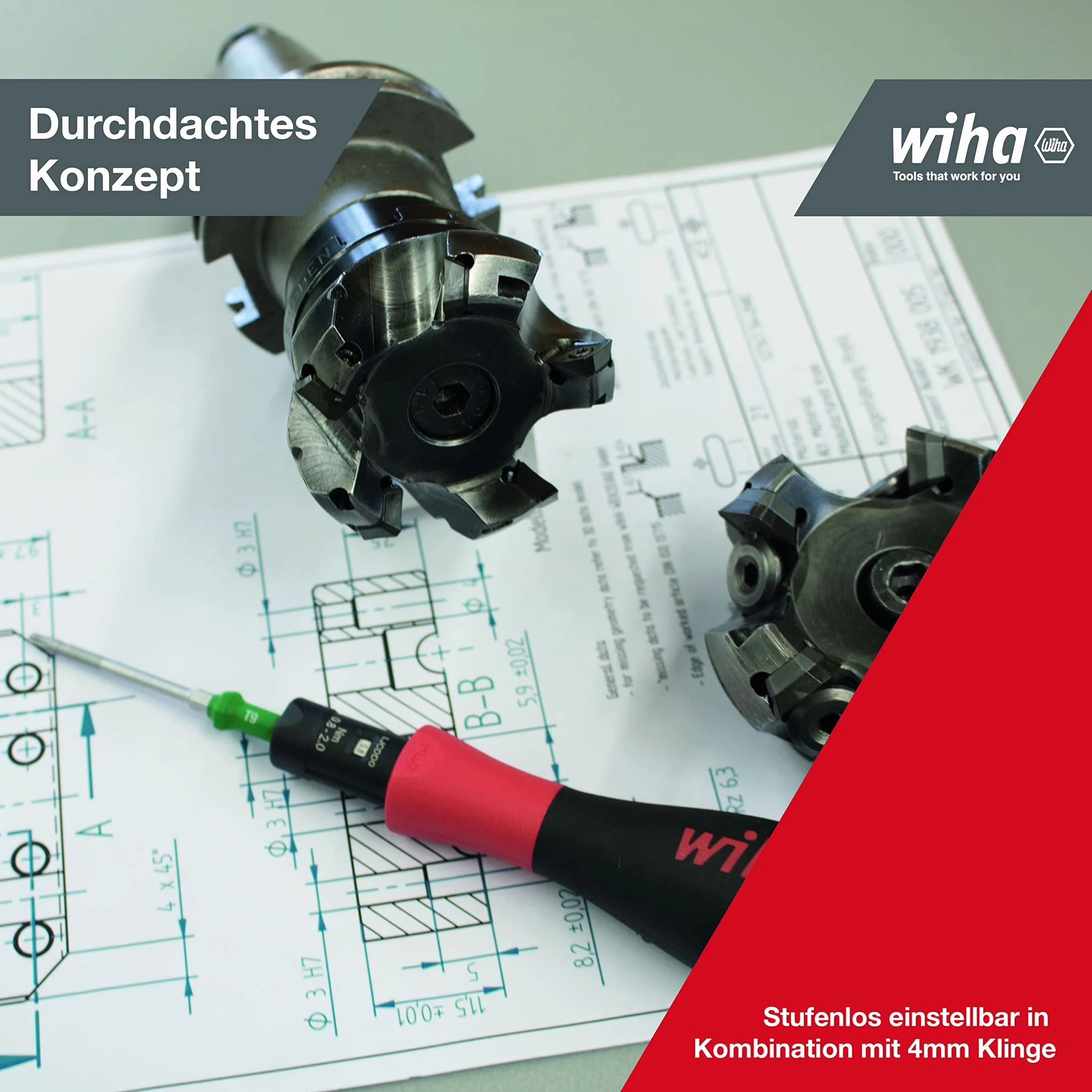 Wiha TorqueVario-S Wkrętak dynamometryczny, precyzyjny śrubokręt, 4 mm / 0,4-1,0 Nm, do kontrolowanego wkręcania, praktyczny, bezstopniowa regulacja, sygnał po osiągnięciu momentu dokręcenia