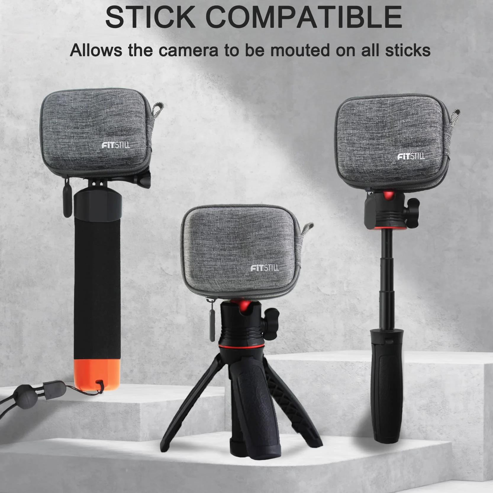 FitStill Mini etui ochronne do Go Pro Hero 12/11/10/9/8/7/6/5 torba podróżna z twardą skorupą DJI Osmo Action 1, Campark, YI
