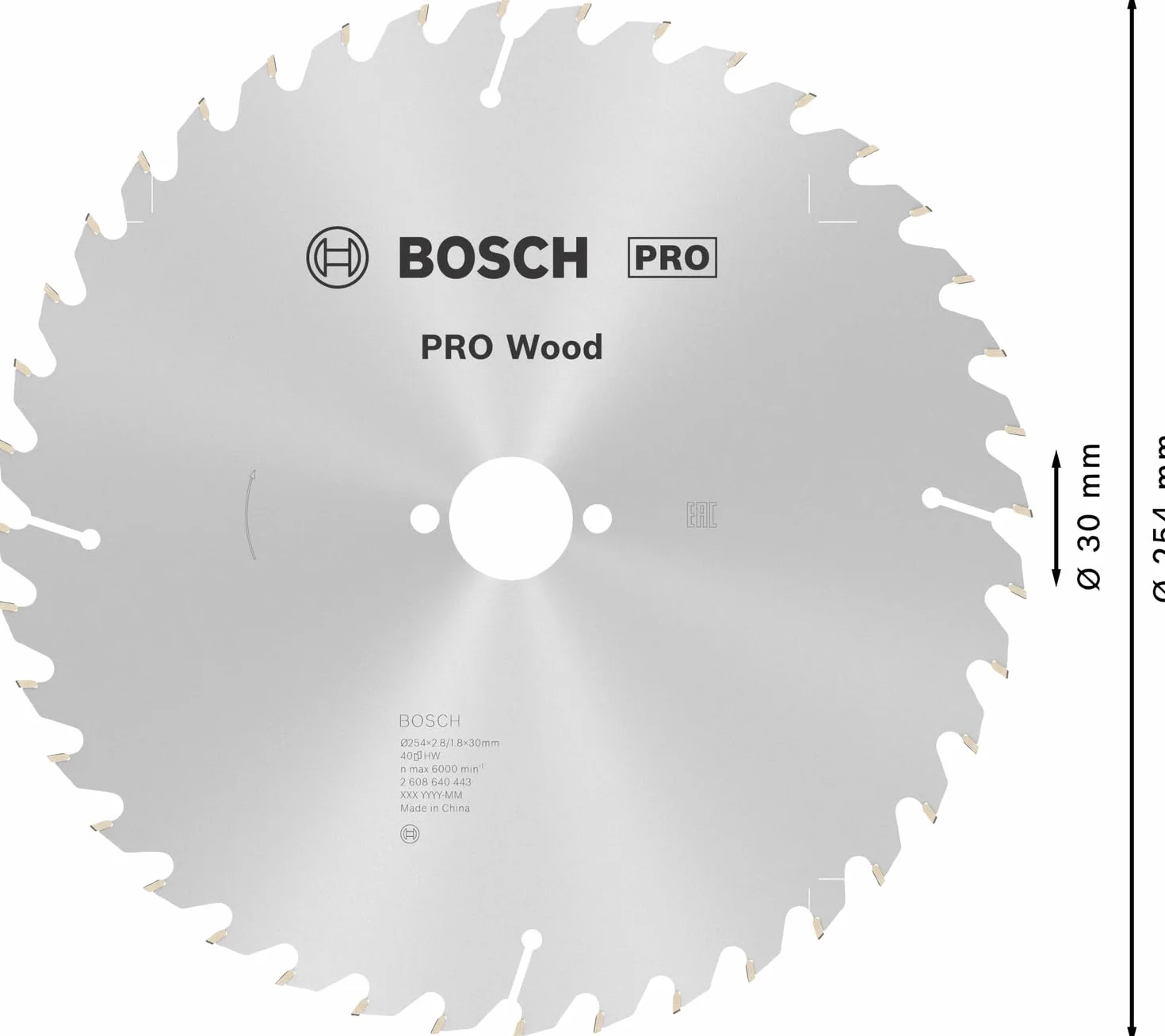 Bosch 1x Tarcza pilarska PRO Wood do przewodowych pilarek stołowych (do Miękkie drewno, Twarde drewno, Ø mm, Professional Akcesoria Stołowa piła tarczowa)