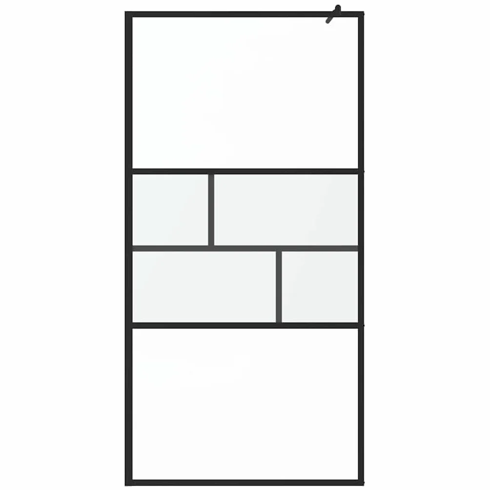 Ścianka prysznicowa Walk-in czarna ze szkła ESG i aluminium, 100 x 195 x 0,5 cm, ochrona przed pryskaniem, ścianka działowa do łazienki ze stabilizatorem, drążkiem mocującym i uszczelką