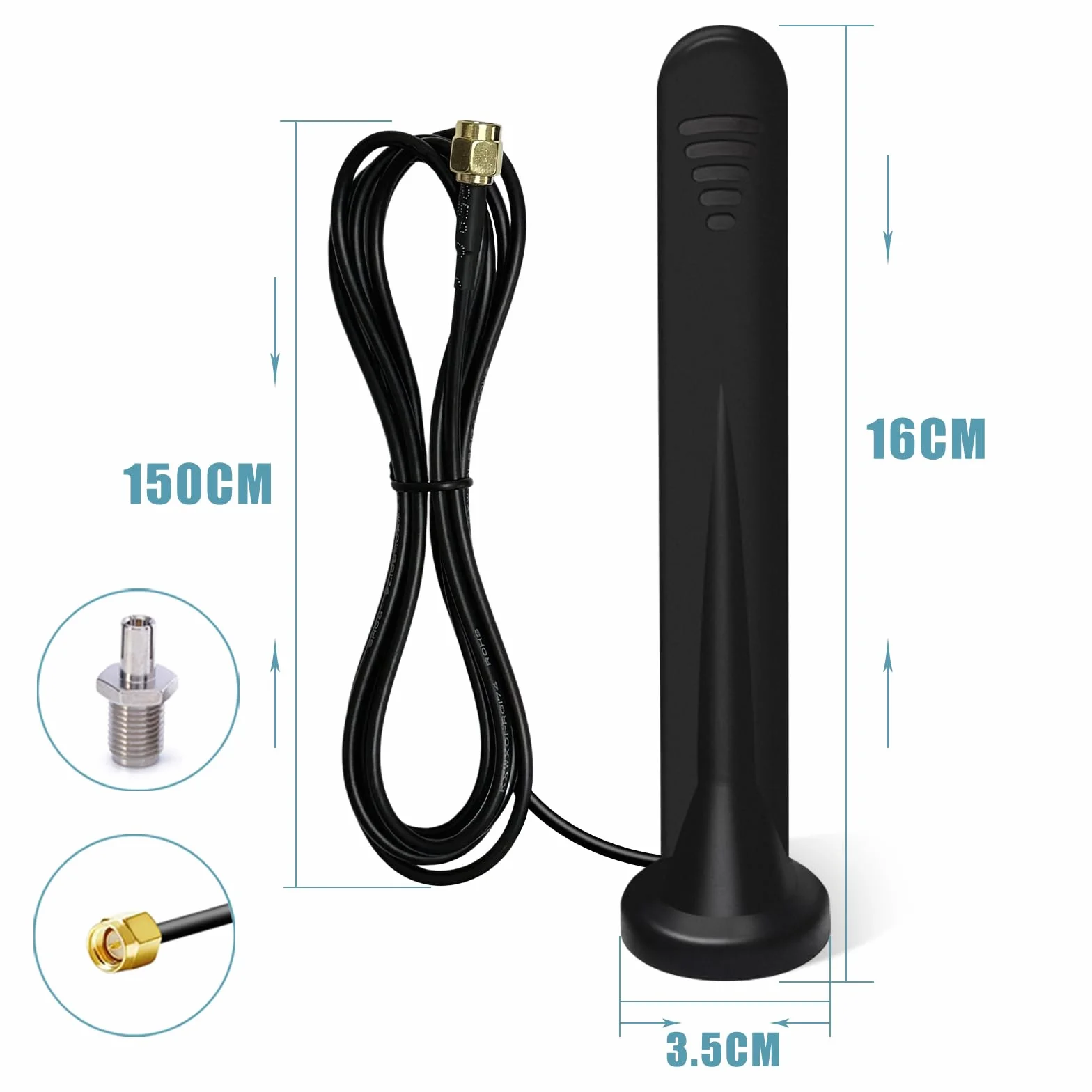 Antena Zewnętrzna 5G LTE 4G 15DBI dookólna 600-6000 MHz SMA TS9 magnetyczna