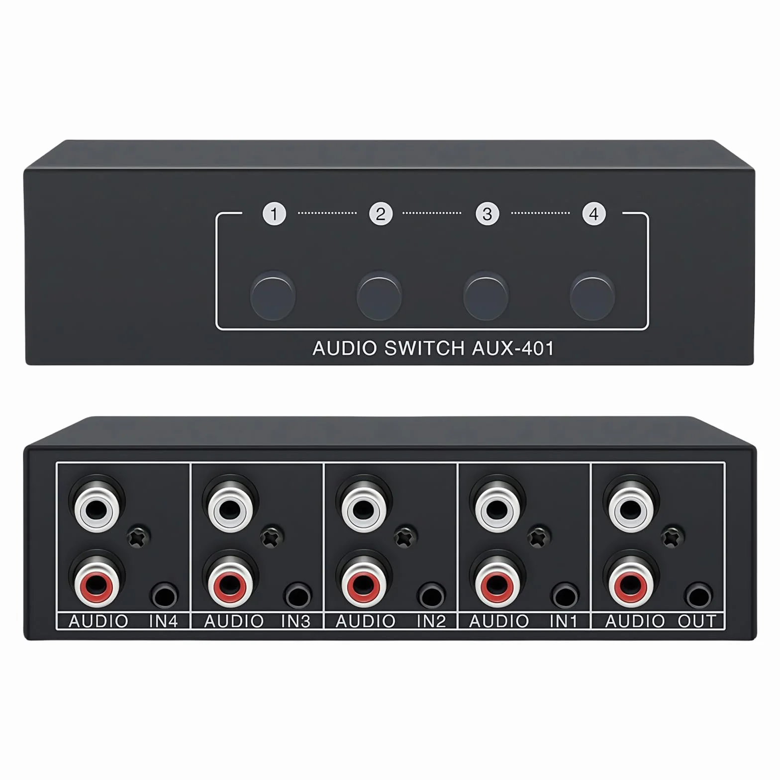 Sporgo RCA 3,5 mm Port 4 w 1 AUX Audio Switcher Przełącznik Pasywny Selektor Stereo