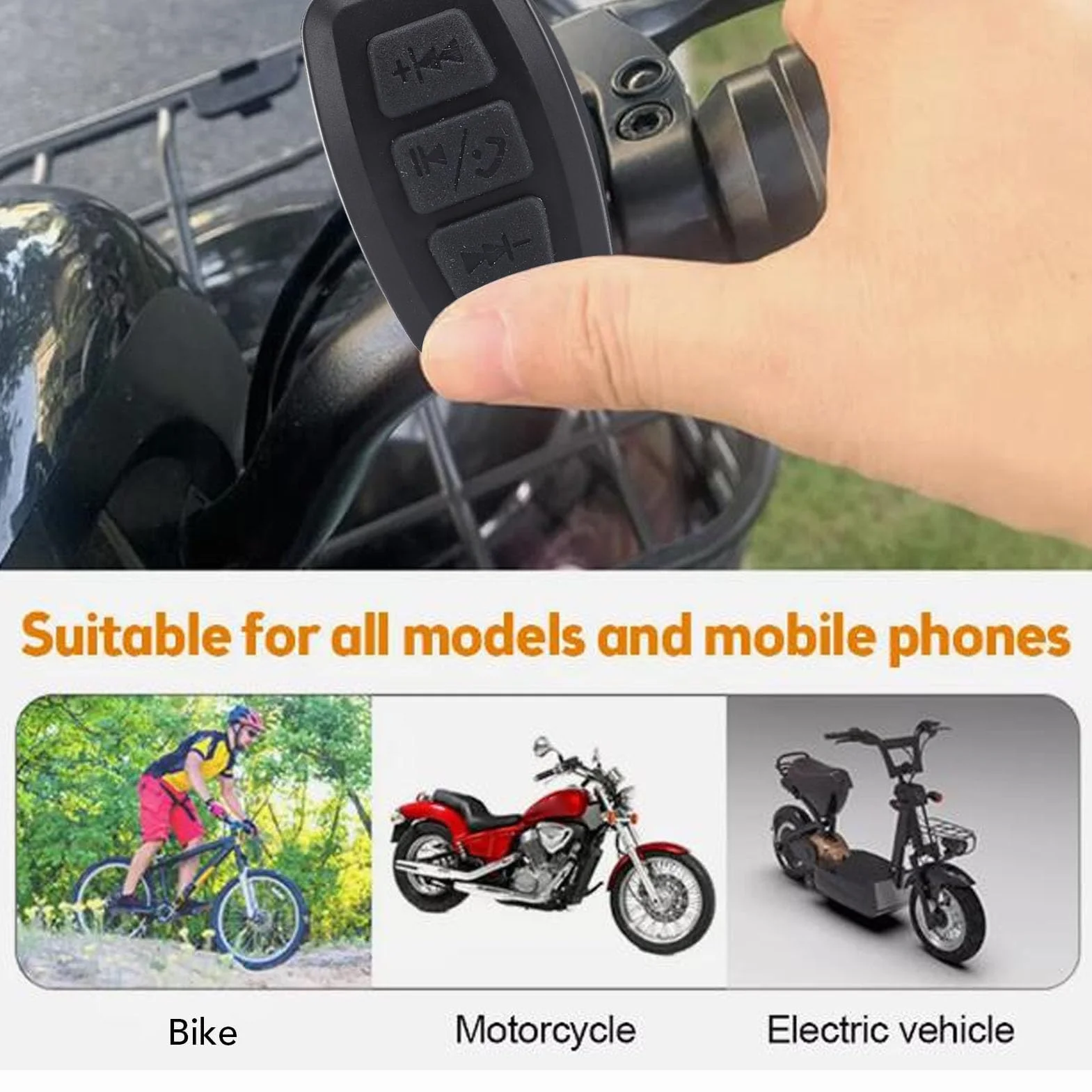 Elektroniczny Przycisk Multimedialny Bluetooth Pilot Samochód Rower Motocykl Kierownica Muzyka Wodoodporny Akumulator Telefon Rowerowy Pilot do Systemu IOS lub Android z Uchwytem