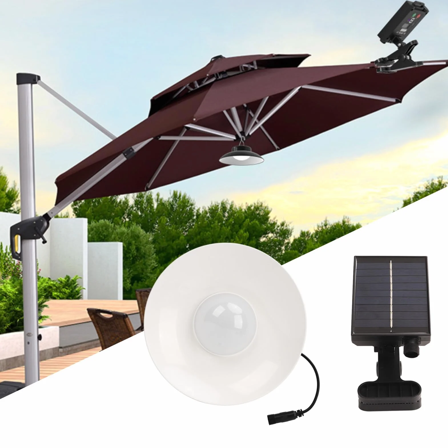 Outdoor Solar Umbrella Light Przenośne światło Słoneczne LED 3 Regulacja Temperatury Barwowej za pomocą Pilota Zdalnego Sterowania