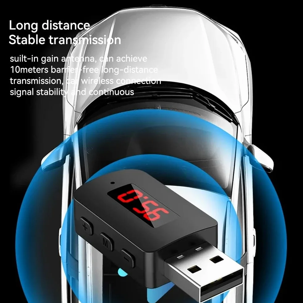 Bezprzewodowy adapter Bluetooth 5.4 transmiter odbiornik z mikrofonem USB Audio AUX do samochodu