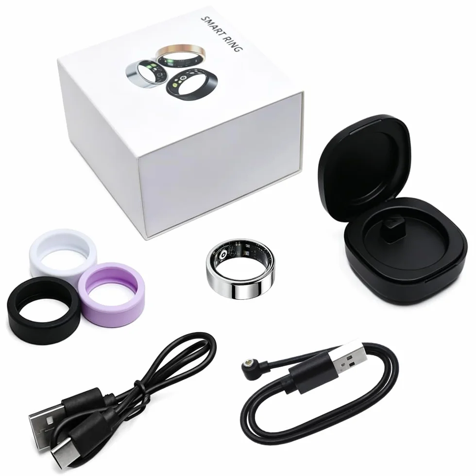 Smart Ring bezprzewodowa ładowarka fitness pomiar tętna ciśnienia krwi analiza snu IP68 kompatybilny iPhone Android