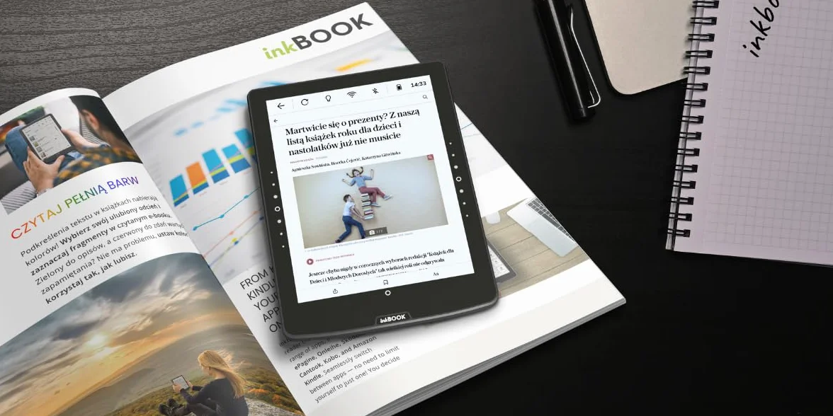 inkBOOK Solaris Color Blue | 6” czytnik ebooków | podświetlany ekran | aplikacje Kindle, Legimi, Empik Go Wattpad | audiobooki i TTS | bez reklam | polskie menu |