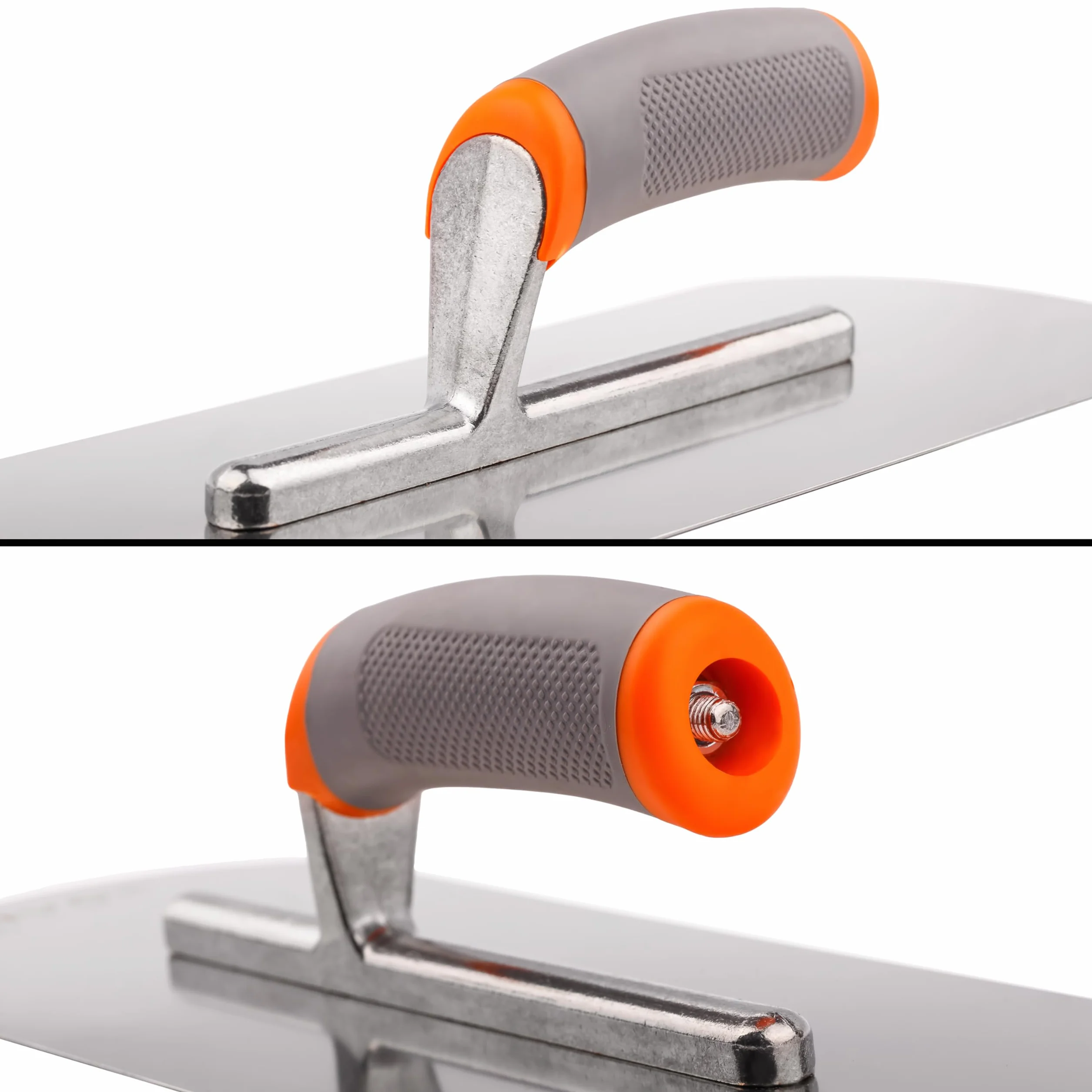 MIVOS Paca wygładzająca ze stali nierdzewnej 375 x 130 mm - Półokrągła - Paca do wygładzania z ergonomicznym, miękkim uchwytem - Płyta do tynkowania i murowania - Wyprodukowano w UE