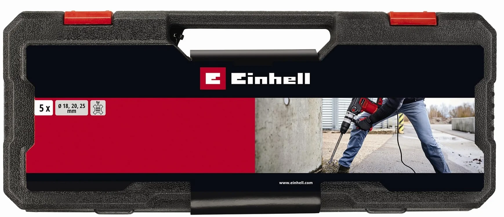 kwb by Einhell 5-częściowy zestaw wierteł SDS-Max do wiertarki udarowej (5-częściowy zestaw wierteł i dłut, pasuje do wszystkich młotowiertarek z uchwytem SDS Max, Ø 18-25 mm, płaskie dłuto, dłuto spiczaste)