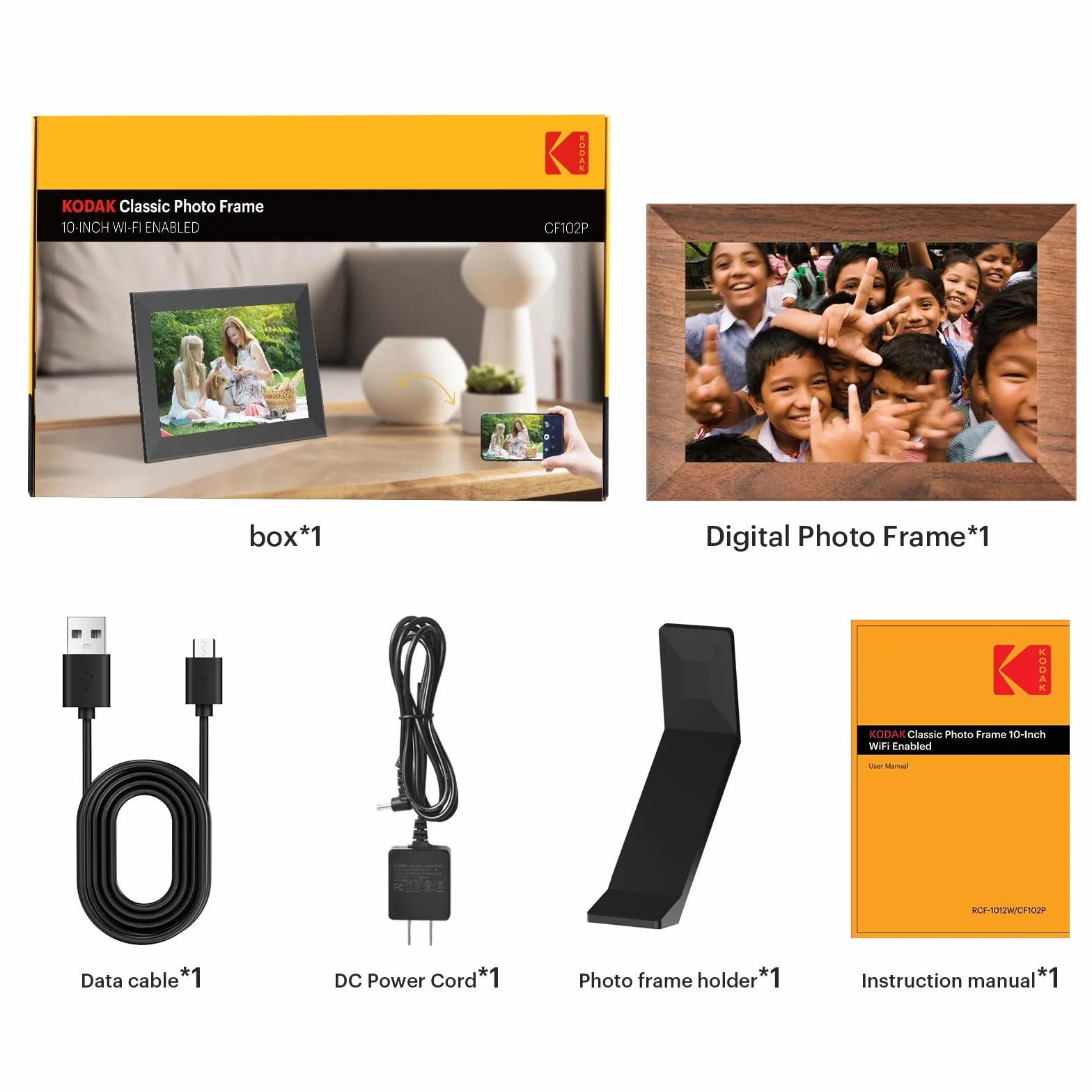KODAK Cyfrowa ramka na zdjęcia Wi-Fi 10,1" HD IPS ekran dotykowy 32 GB