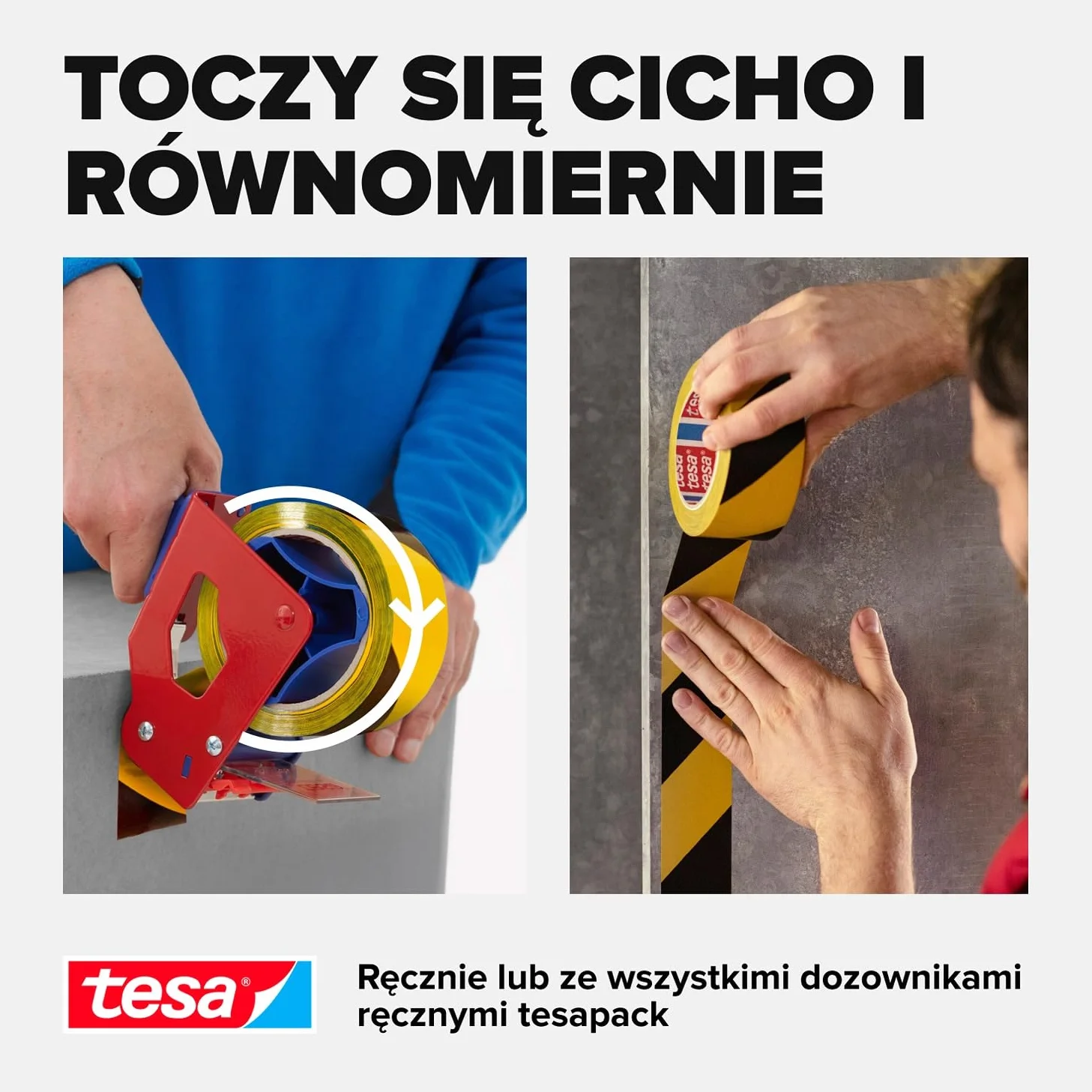 tesa Signal samoprzylepna taśma ostrzegawcza do oznaczania stref niebezpiecznych – wykonana z wytrzymałego PCW – 66 m x 50 mm – czarna/żółta