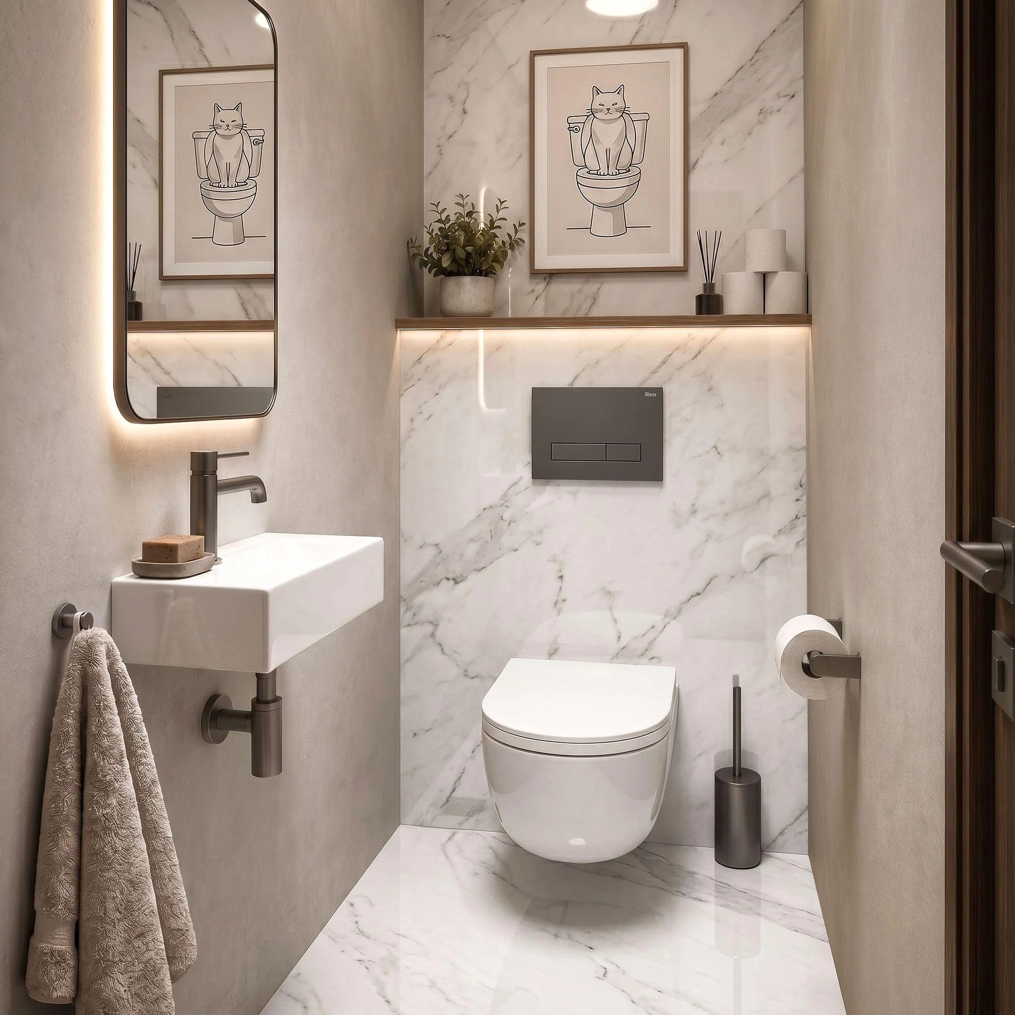 Rea - Stelaż Zestaw Podtynkowy Slim 024n Do Mis Wc Z Przyciskiem Hd Tytan - 22x35,2x106,2 cm