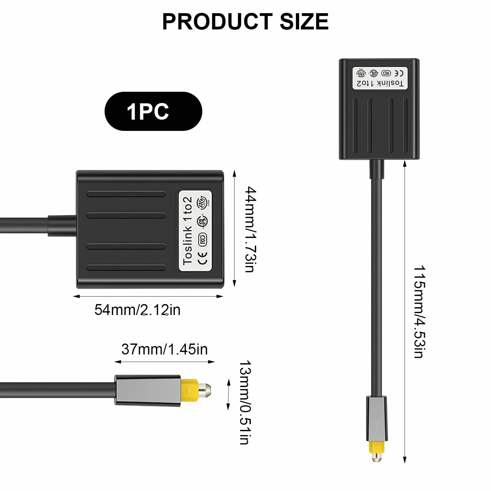 Toslink Splitter 1 w 2 Out optyczny rozdzielacz audio SPDIF rozdzielacz optyczny, kabel audio, adapter Toslink, rozdzielacz do TV, soundbar, odbiornika, DVD, Blu Ray, optyczny kabel audio, adapter