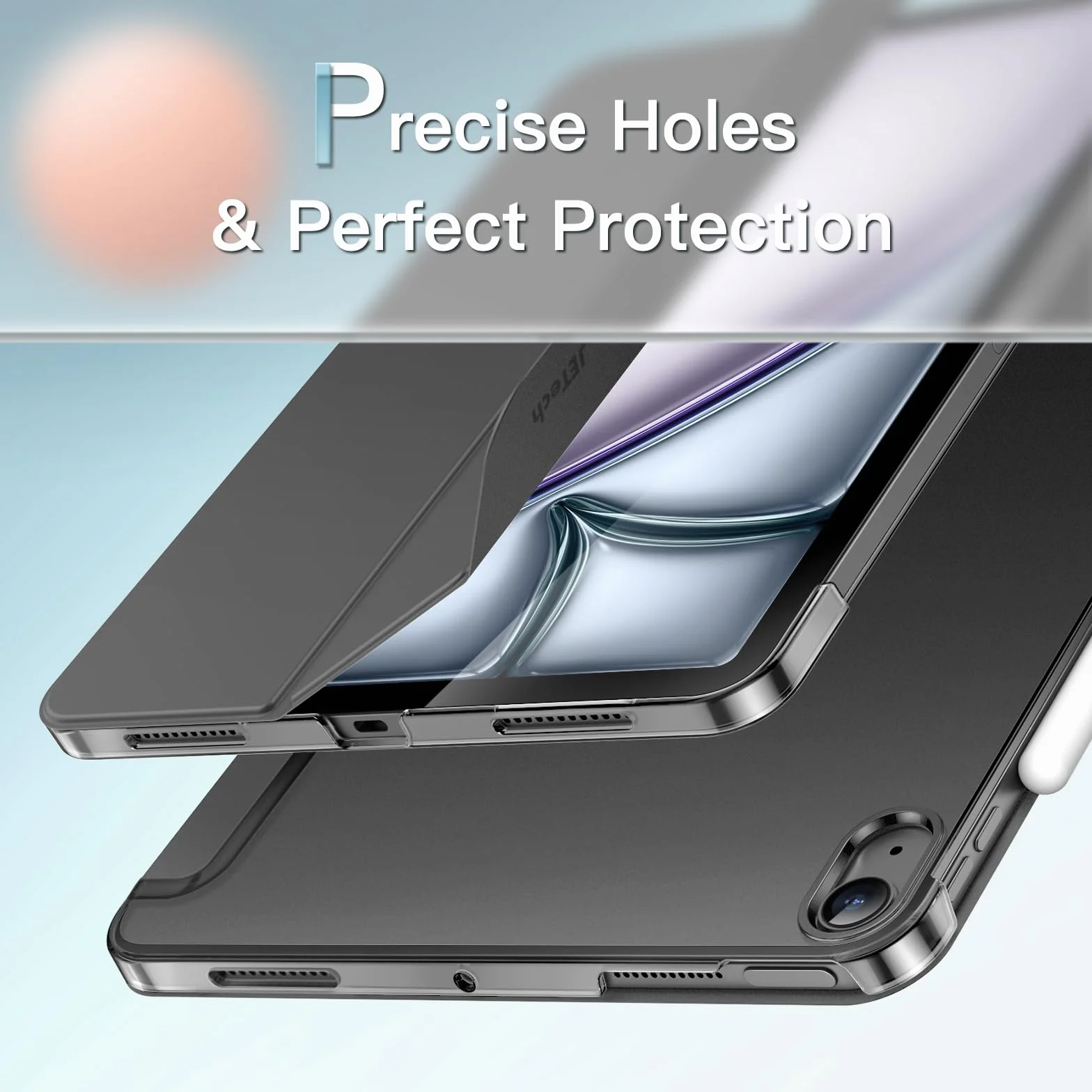 JETech Etui dla iPad Air 13 Cala M4/M3/M2 (2026/2025/2024), Szczupły Podstawkę Twardy Tylna Skorupa Inteligentna Osłona z Automatycznie Budzi/Spać (Gwiezdna Szarość)