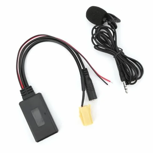 Akozon Kabel AUX Bluetooth, Bluetooth 5.0 samochodowy adapter AUX z mikrofonem zestaw głośnomówiący Bluetooth AUX adapter do 500/Grande Punto