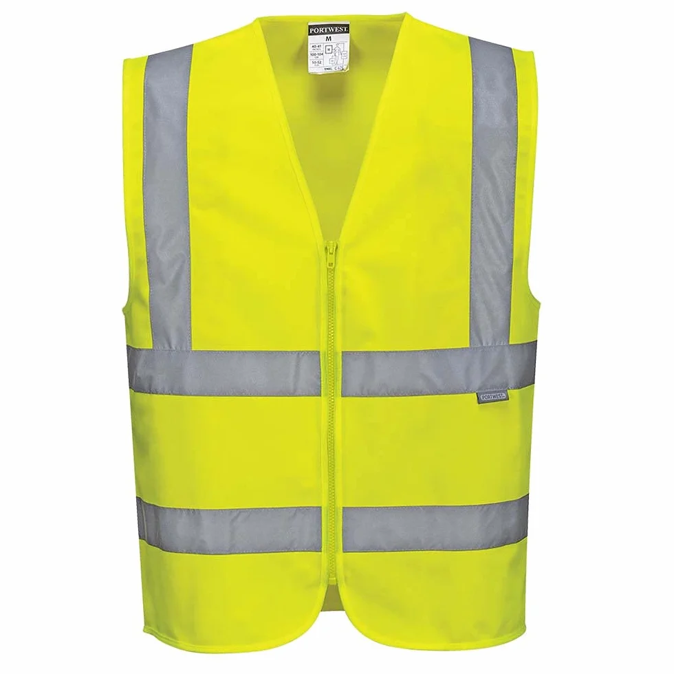 Portwest C375 Ostrzegawcza Zapinana Kamizelka na Zamek Blyskawiczny, Regularny, Rozmiar 2XL, Żółty