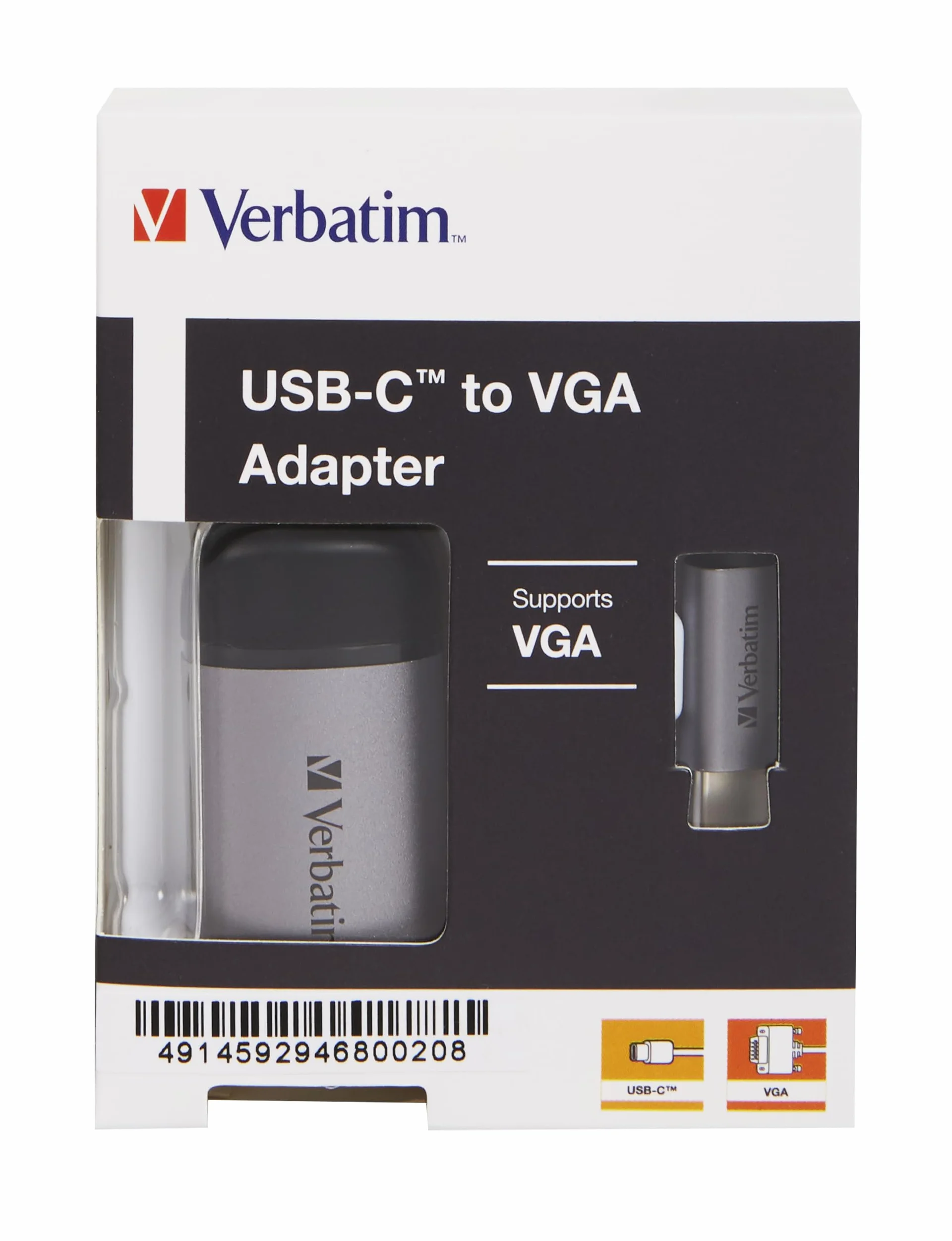 Verbatim Adapter USB-C na VGA Thunderbolt 3 USB C Full HD 10 cm
