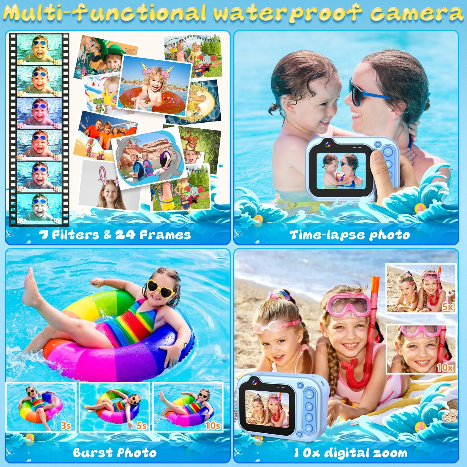 Aparat cyfrowy wodoodporny 3m 1080P Full HD 26MP 10x zoom cyfrowy do snorkelingu