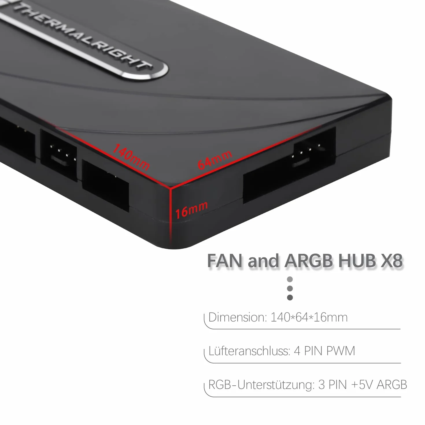 TR-Thermalright TL-Fan and ARGB HUB x8,4pin PWM i 3-pinowy ARGB Interface Hub, łatwe w instalacji sterowanie wentylatorem, obsługa 8 grup wentylatorów