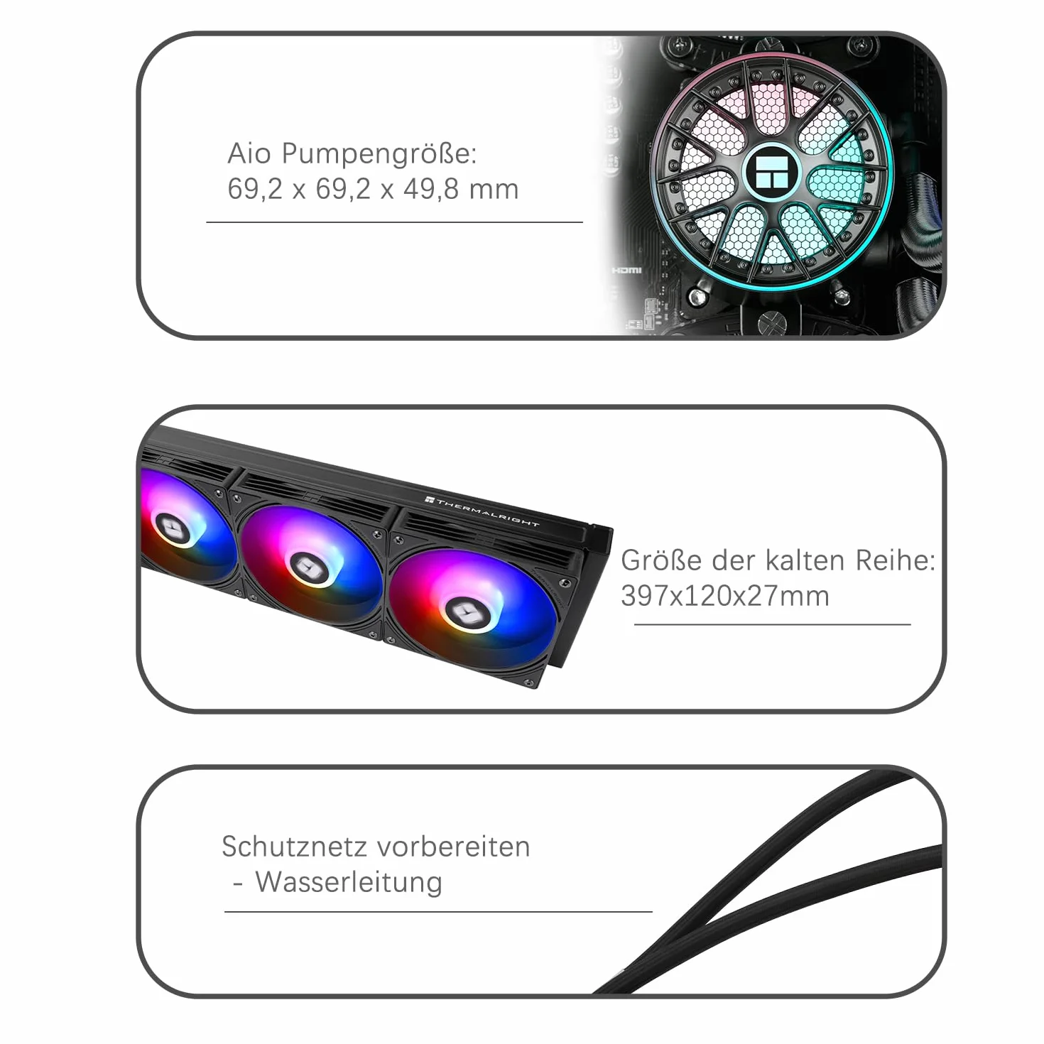 Thermalright AQUA ELITE 360 V6 ARGB Black Liquid CPU Kühler, 360mm AIO, 3x PWM-ARGB, AMD AM4/AM5, Intel LGA1851/1700/115x/1200