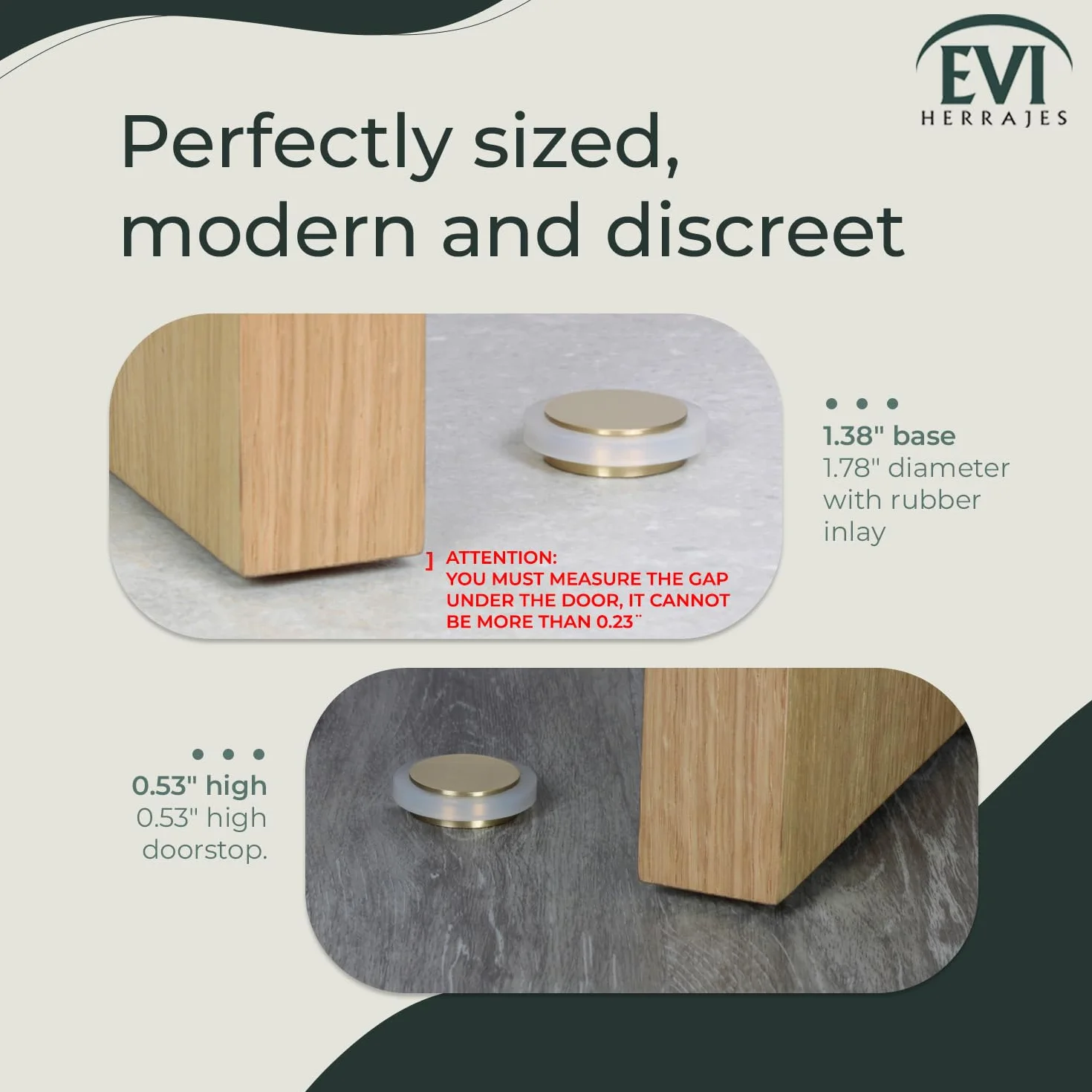 EVI Hardware I-203 / 35x12-BLMT drzwiowy klej, wykończenie, matowy mosiądz kauczuk Biały, 35O x 14mm