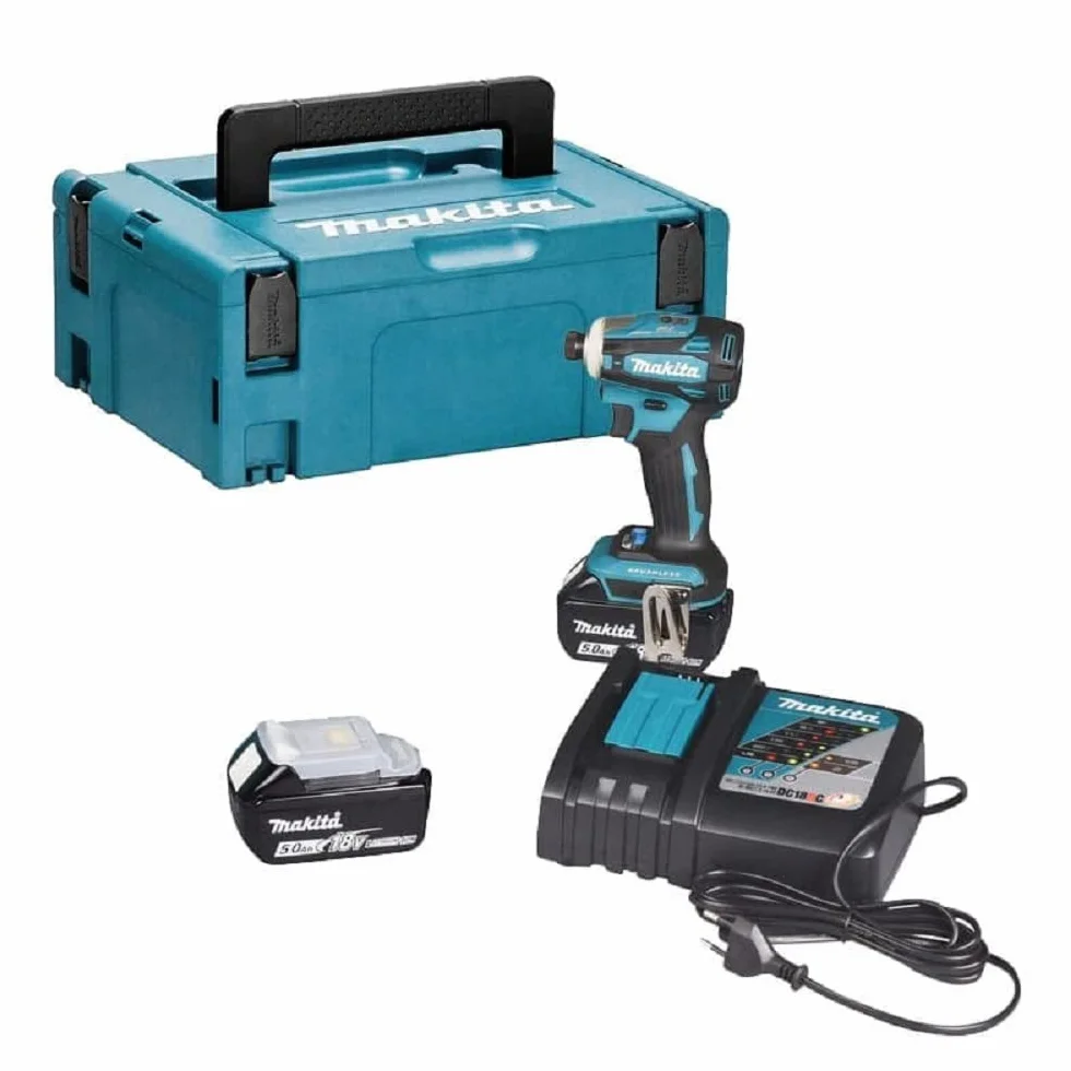 Makita DTD172RTJ akumulatorowa wkrętarka udarowa 18 V / 5,0 Ah, 2 akumulatory + ładowarka w kolorze petrolu/czarnym
