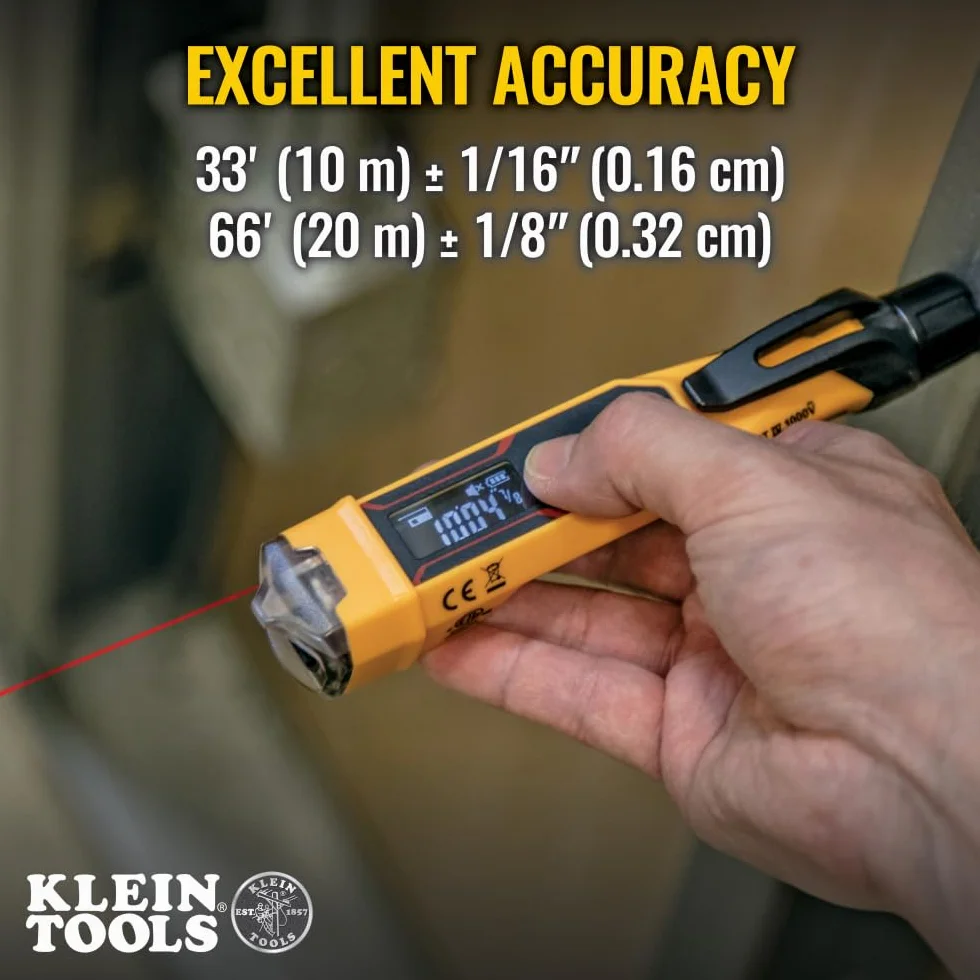 KLEIN TOOLS Bezdotykowy miernik napięcia, 12 do 1000 V AC, z dalmierzem laserowym, żółty, czarny