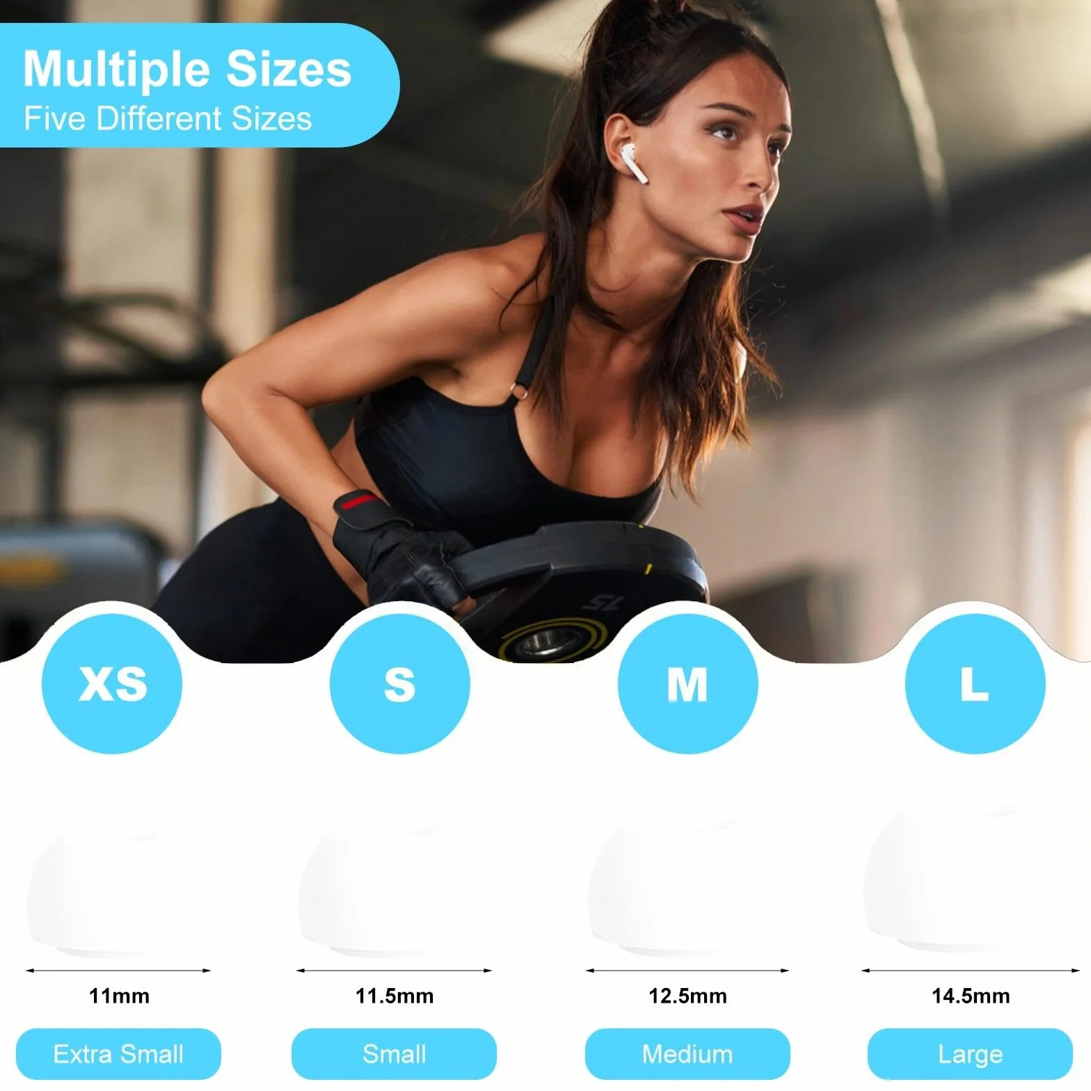 Silikonowe końcówki douszne kompatybilne z AirPods Pro, XS/S/M/L, zestaw 4 pary z redukcją szumów