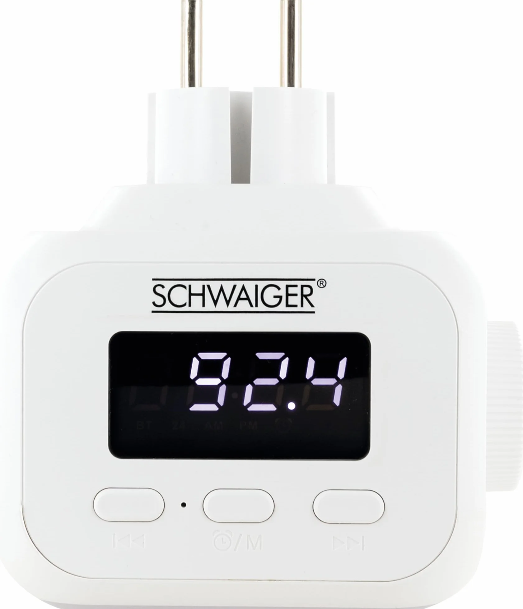 SCHWAIGER Socket Radio Budzik FM Bluetooth Czujnik ruchu Lampka nocna Wyświetlacz Mini Łazienka Kuchnia Sypialnia