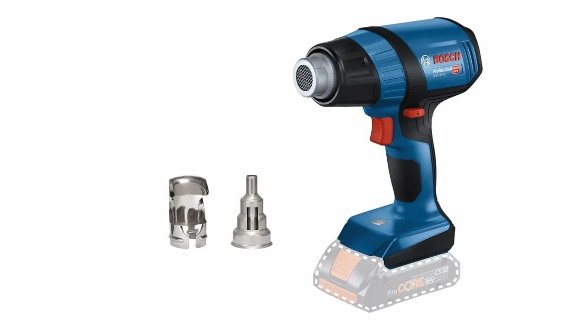Bosch Professional system 18V: akumulatorowa uniwersalna opalarka GHG 18V-50 (dysza redukcyjna, dysza reflektorowa)