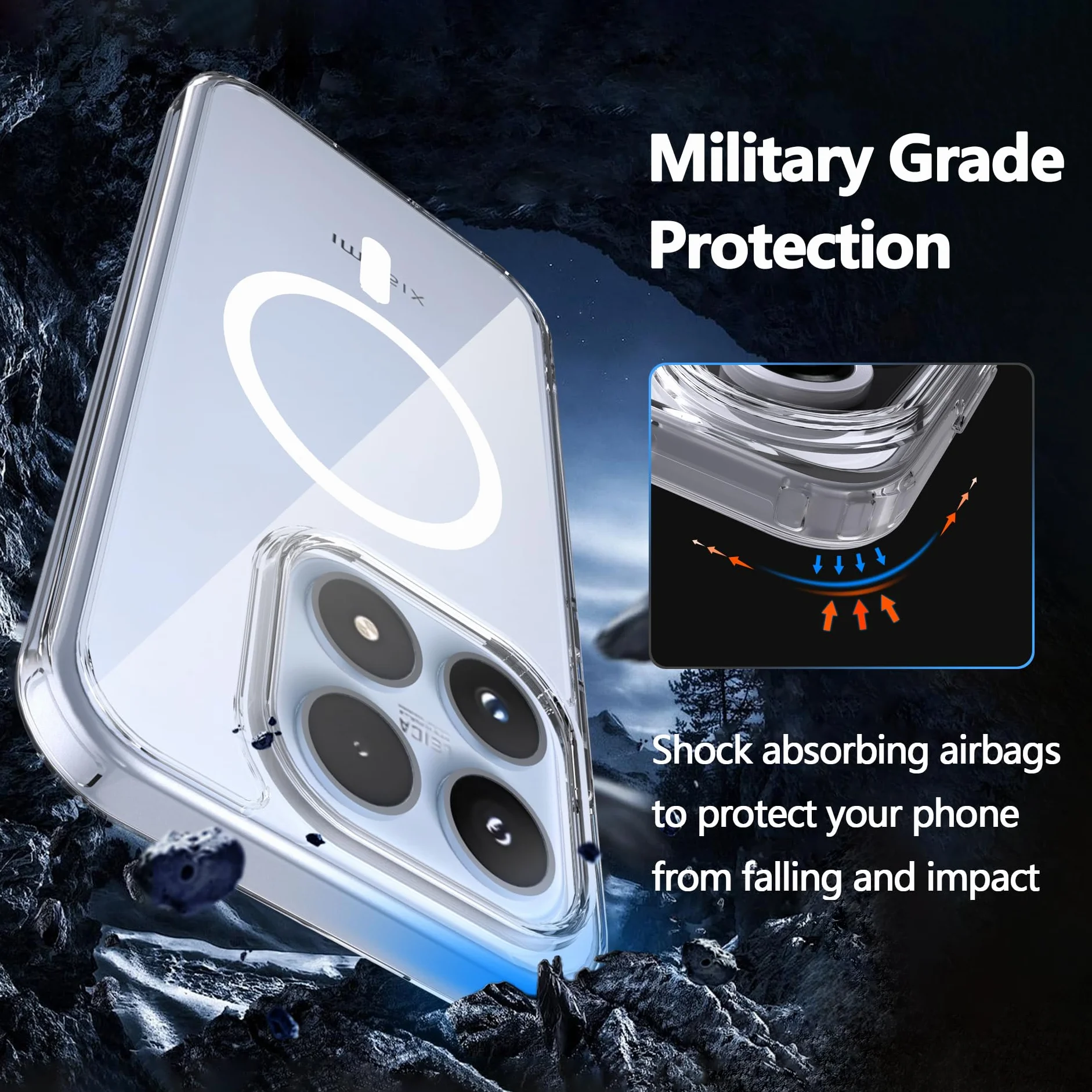 Etui magnetyczne do Xiaomi 17 5G z 2 szkła pancernego, MagSafe, przezroczyste