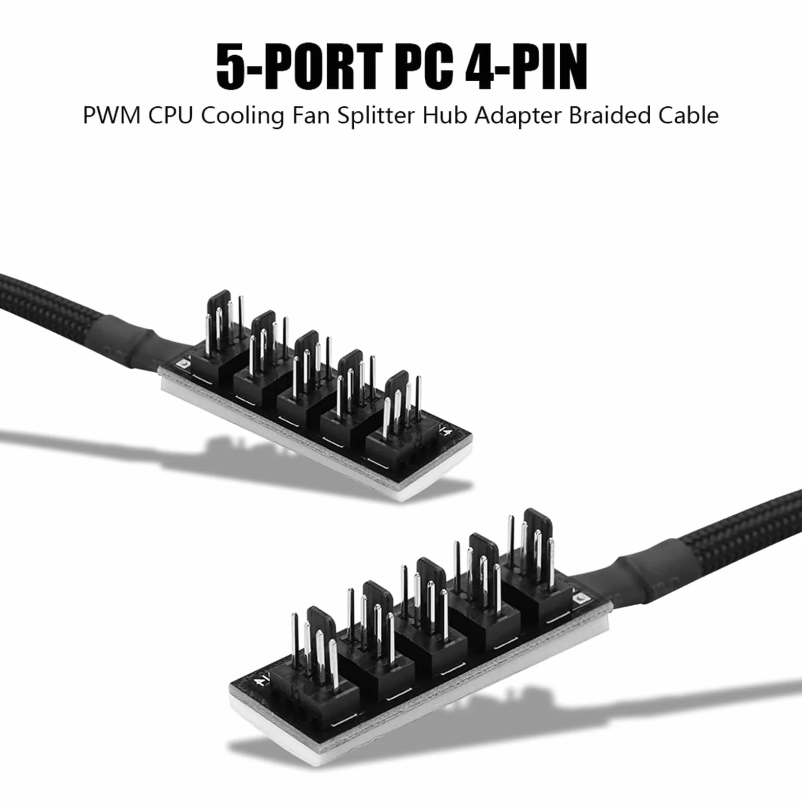 Ejoyous PWM Fan Hub, PC 5-Way Shołtter Hub Cable Kabel 4-pin PWM Fanaby 1 Gniazdo na 5 Wtyczkach