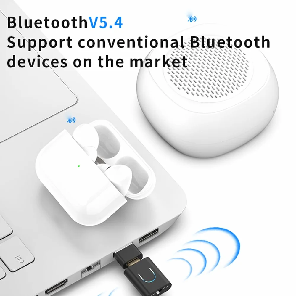 Nadajnik audio LC3 kompatybilny z Bluetooth 5.4 adapter muzyczny stereo bezprzewodowy aptX-LL/HD typ c z Auracast dla PC TV PS4/5