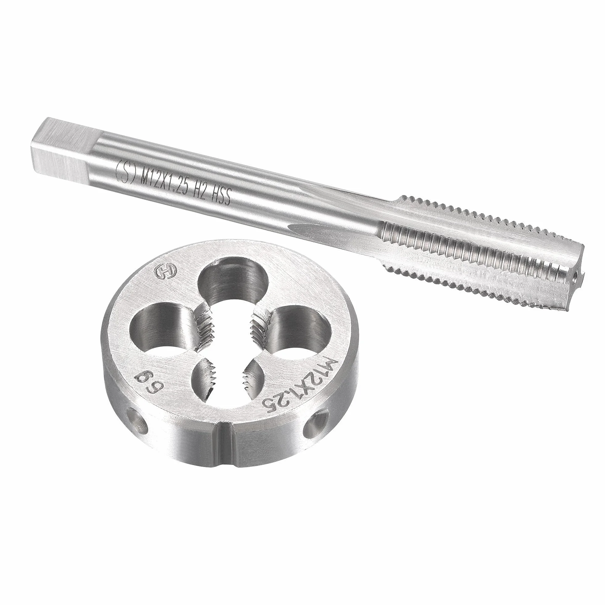 Zestaw gwintowników i narzynek metrycznych M12 x 1,25 mm, gwintownik maszynowy z okrągłą narzynką, zestaw gwintowników i narzynek do naprawy gwintów nakrętek i śrub