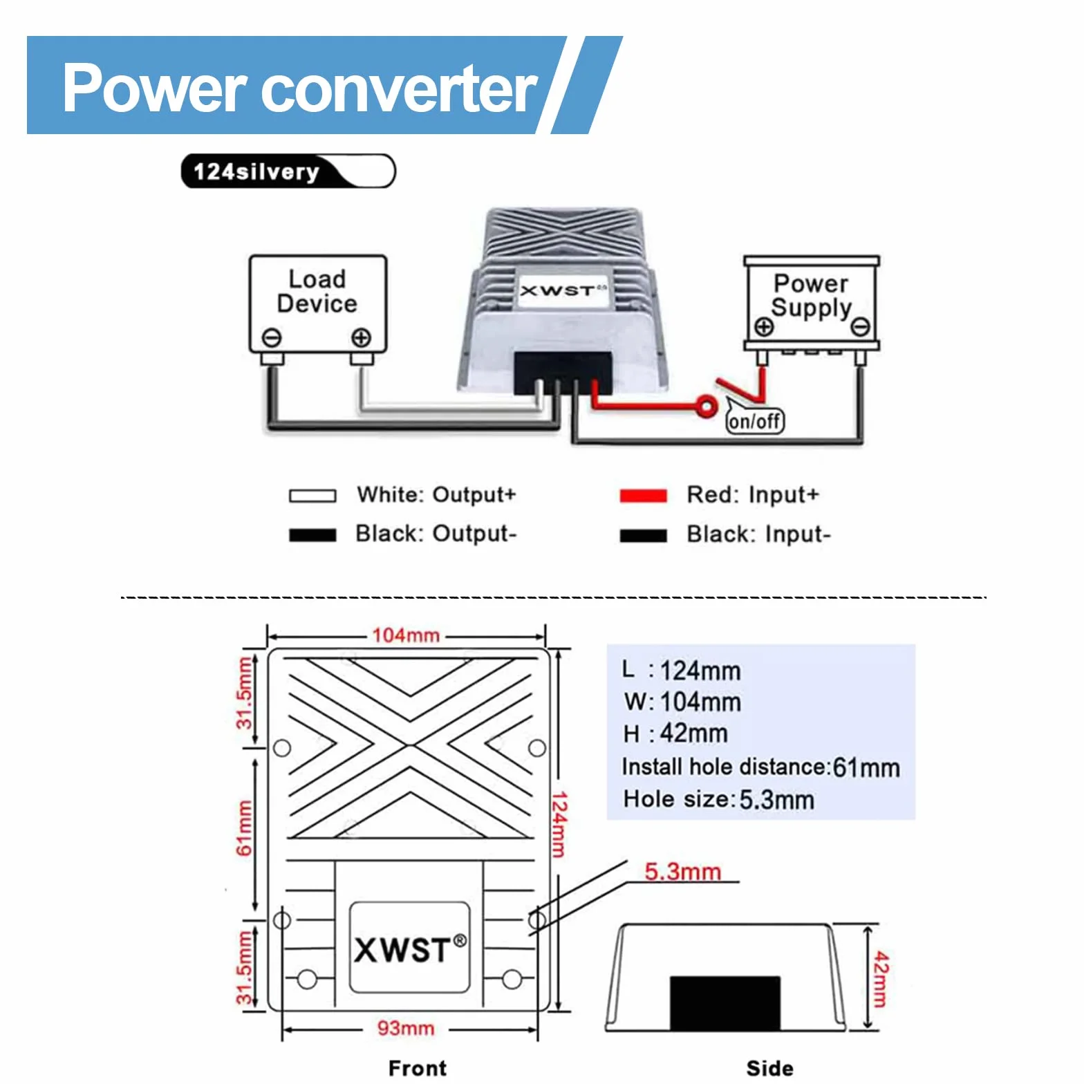 Przetwornica napięcia DC 36/48V na 12V 60A 720W konwerter samochodowy