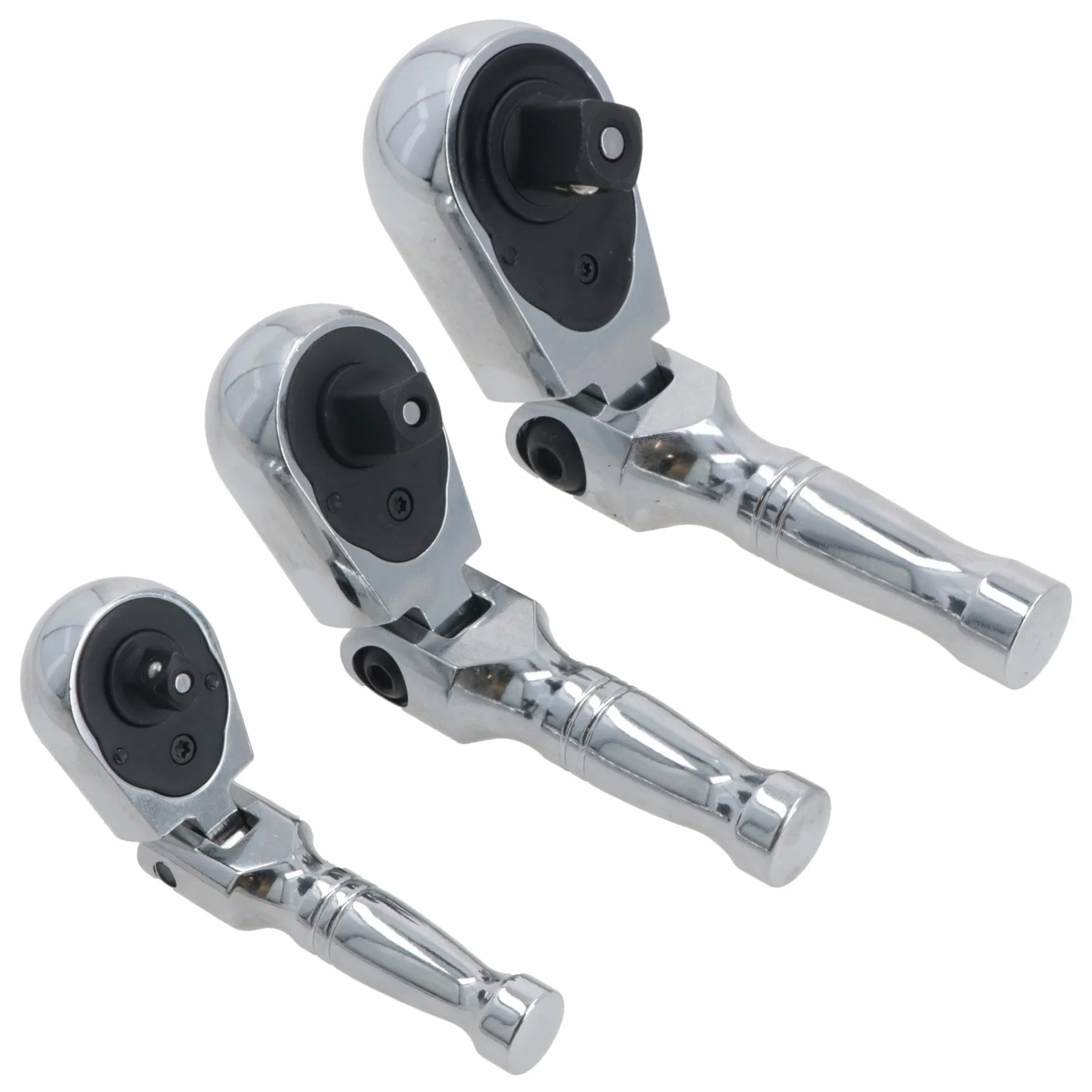 AB Tools Stubby Flexi Headed grzechotka zestaw wkrętaków nasadowych odwracalne 1/10.2 cm 3/20.3 cm 1/5.1 cm 3 szt