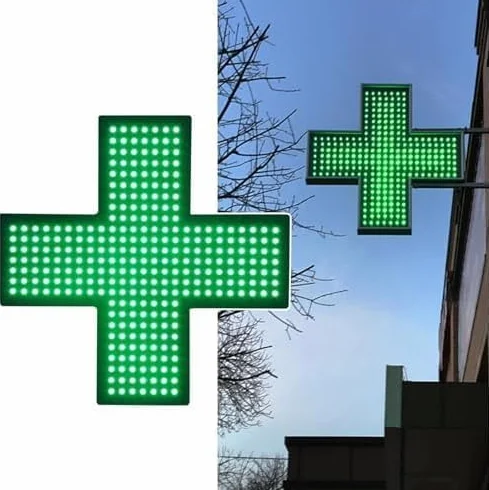 Neonowy znak krzyżowy LED, wielofunkcyjny, migające światło medyczne do szpitala, kliniki i sklepu, wiszący łańcuch w zestawie do montażu na ścianie lub oknie