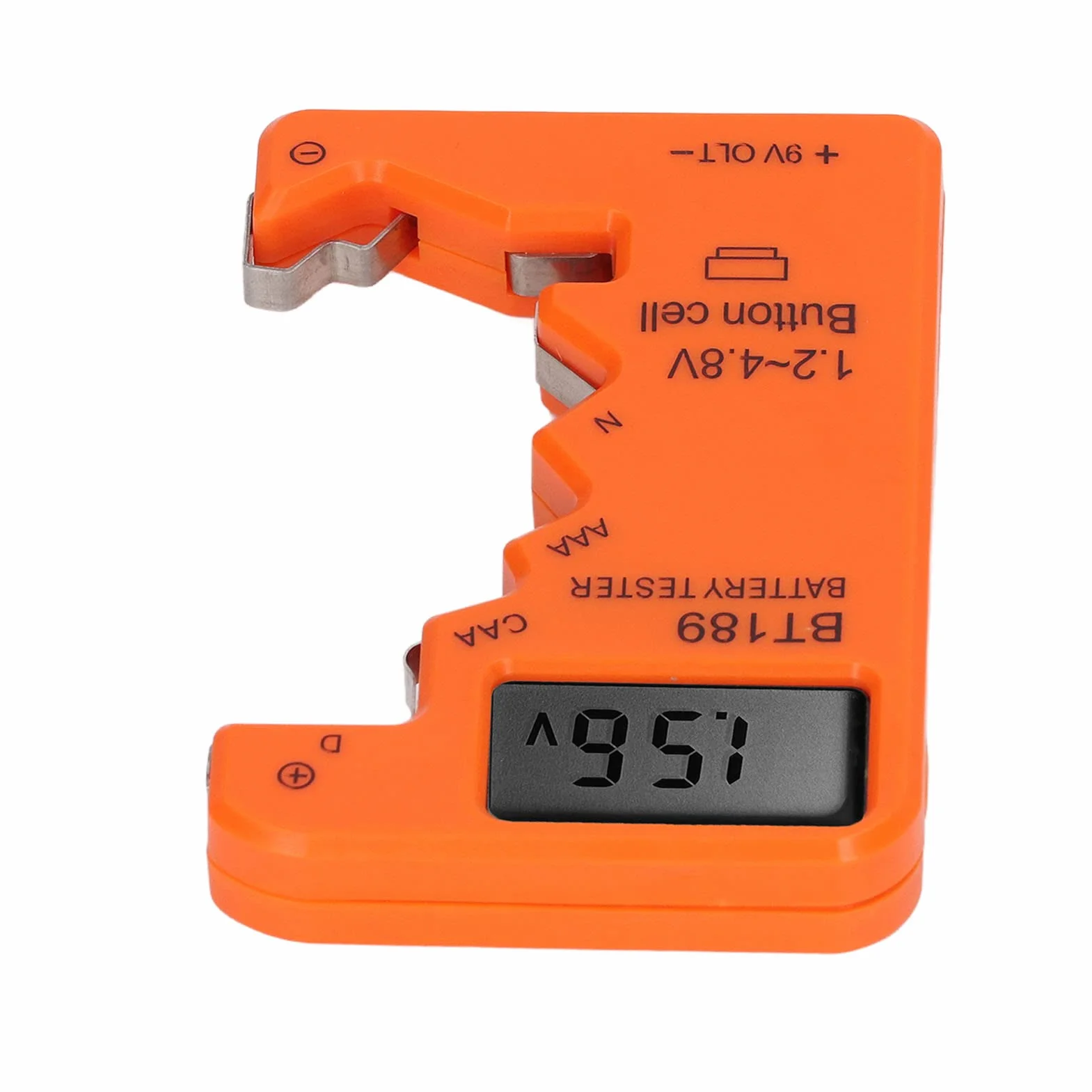 Tester Baterii Kontroler, Wyświetlacz LCD Cyfrowy Wyświetlacz Tester Baterii dla AA AAA 6F22 9V 1.5V (Pomarańczowy)