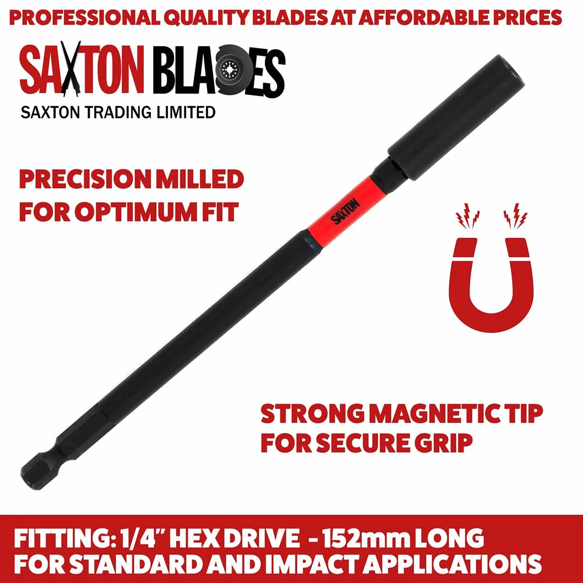 1 x Saxton 152 mm długa udarowa wiertarka udarowa mocny uchwyt magnetyczny pasuje Milwaukee Dewalt Bosch itp