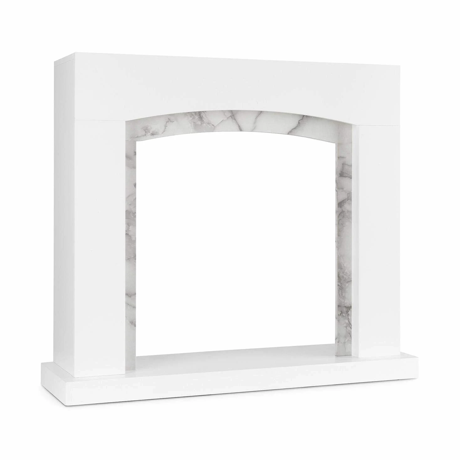 Klarstein Studio Frame II Obudowa kominka - dekoracyjny kominek, nowoczesny design, MDF, marmurowa dekoracja, odpowiednia do wielu elektrycznych lub etanolowych wkładów kominkowych, połączenie śrubowe do ściany - biały