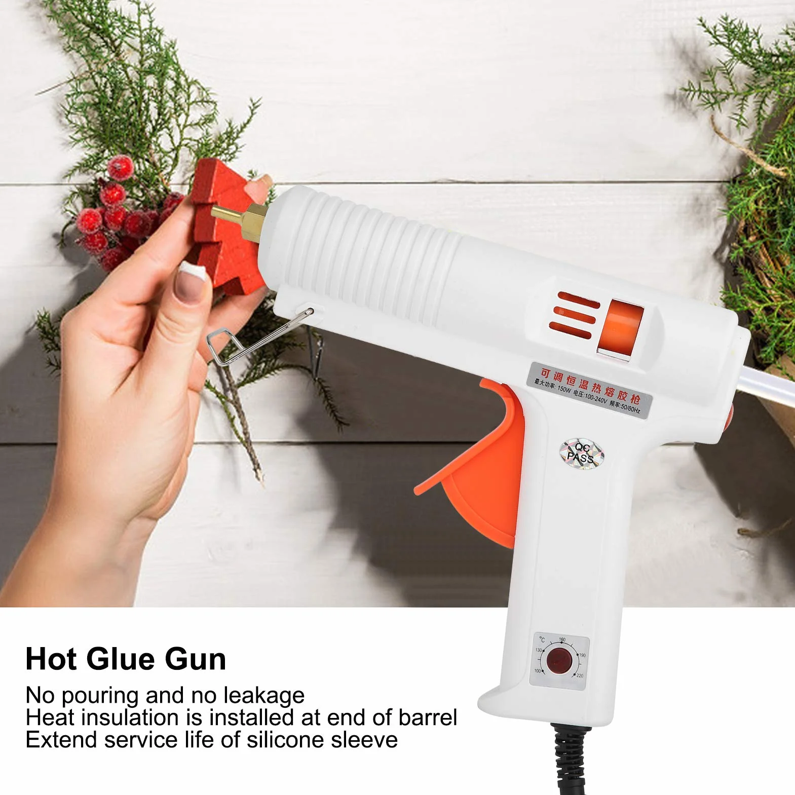 Bezprzewodowy Pistolet do Klejenia na Gorąco, 150 W AC, 100–240 V, Regulowana Stała Temperatura, Klejenie Delikatnych Tkanin, Drewna i Metali, Pistolet do Klejenia na Gorąco do