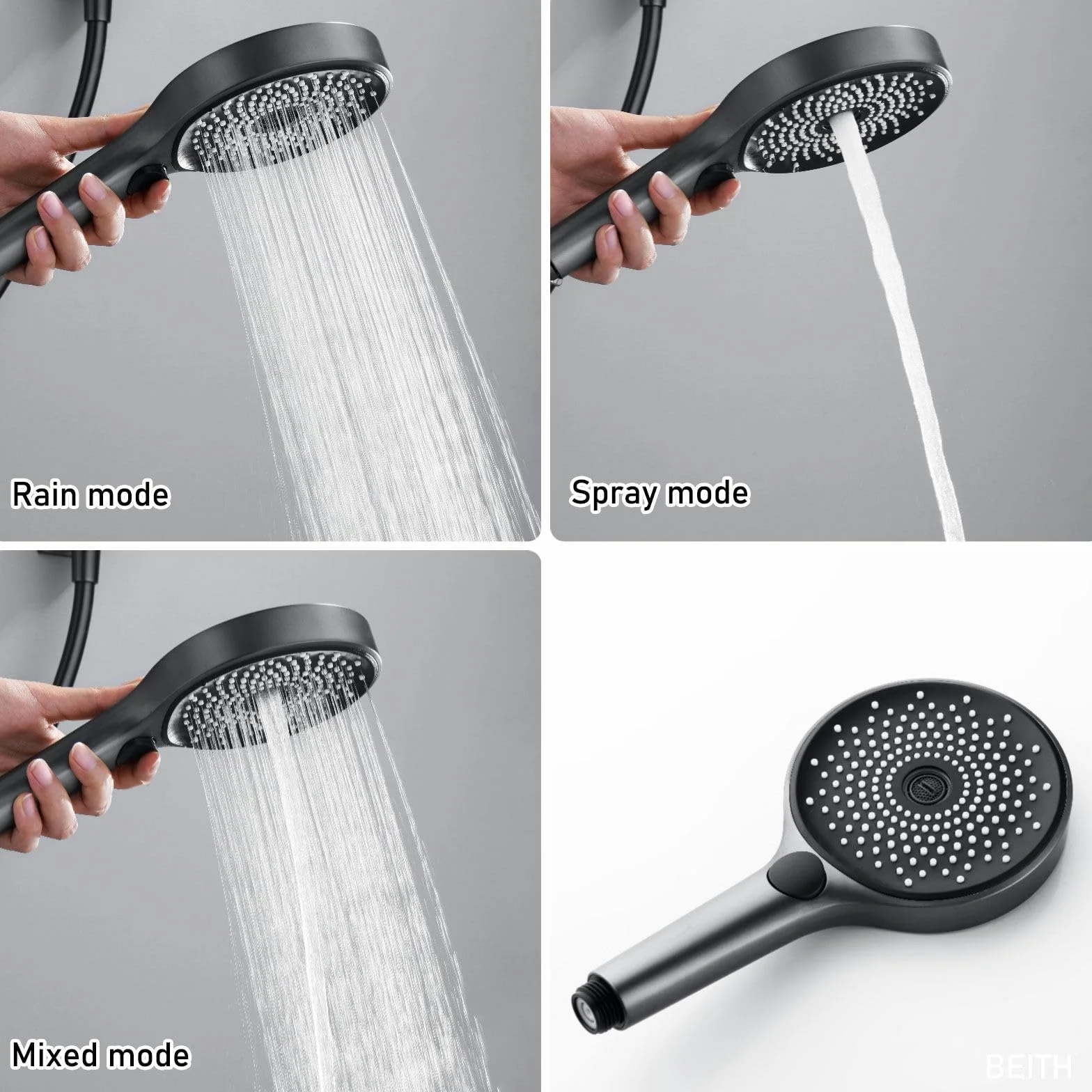 BEITH Termostatyczny zestaw prysznicowy 550 x 228 mm, kwadratowy, ukryty system prysznicowy z cyfrowym wyświetlaczem LED, 2 tryby montażu na ścianie, zestaw baterii prysznicowych, deszcz, wodospad, 3